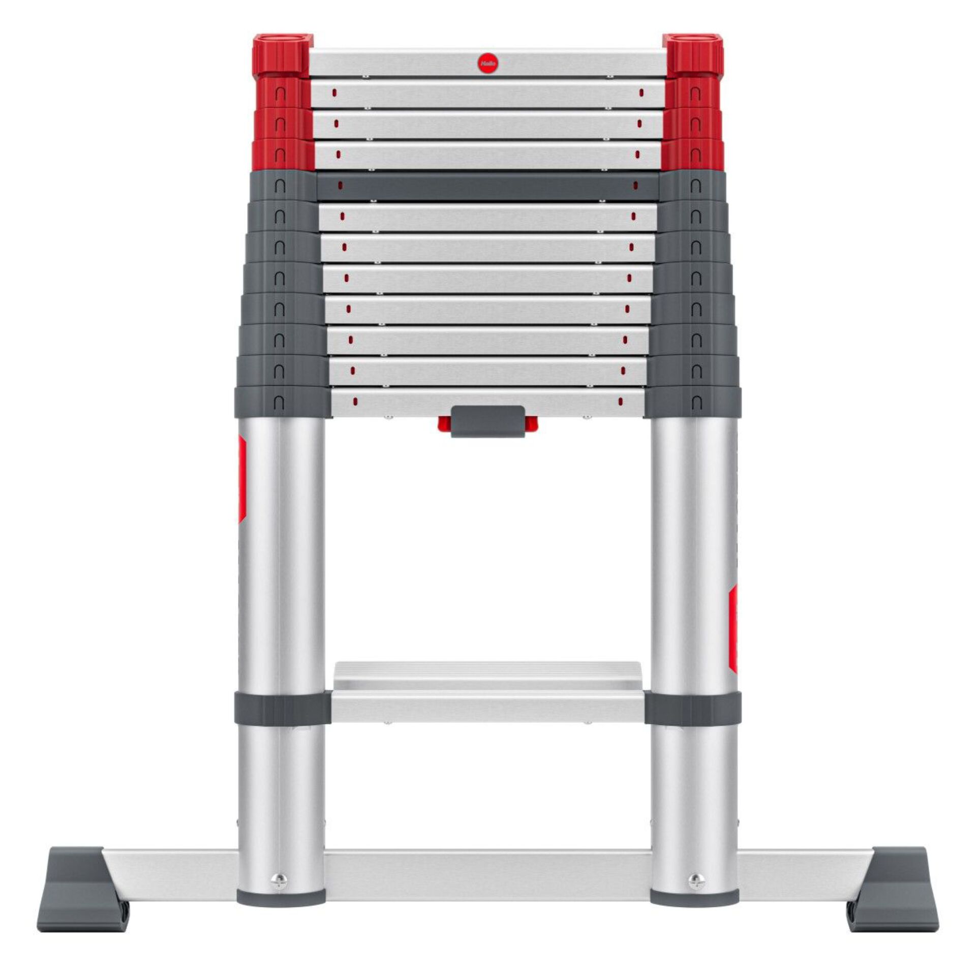 Leiter, ausziehbar, Aluminium, Grau, Rot