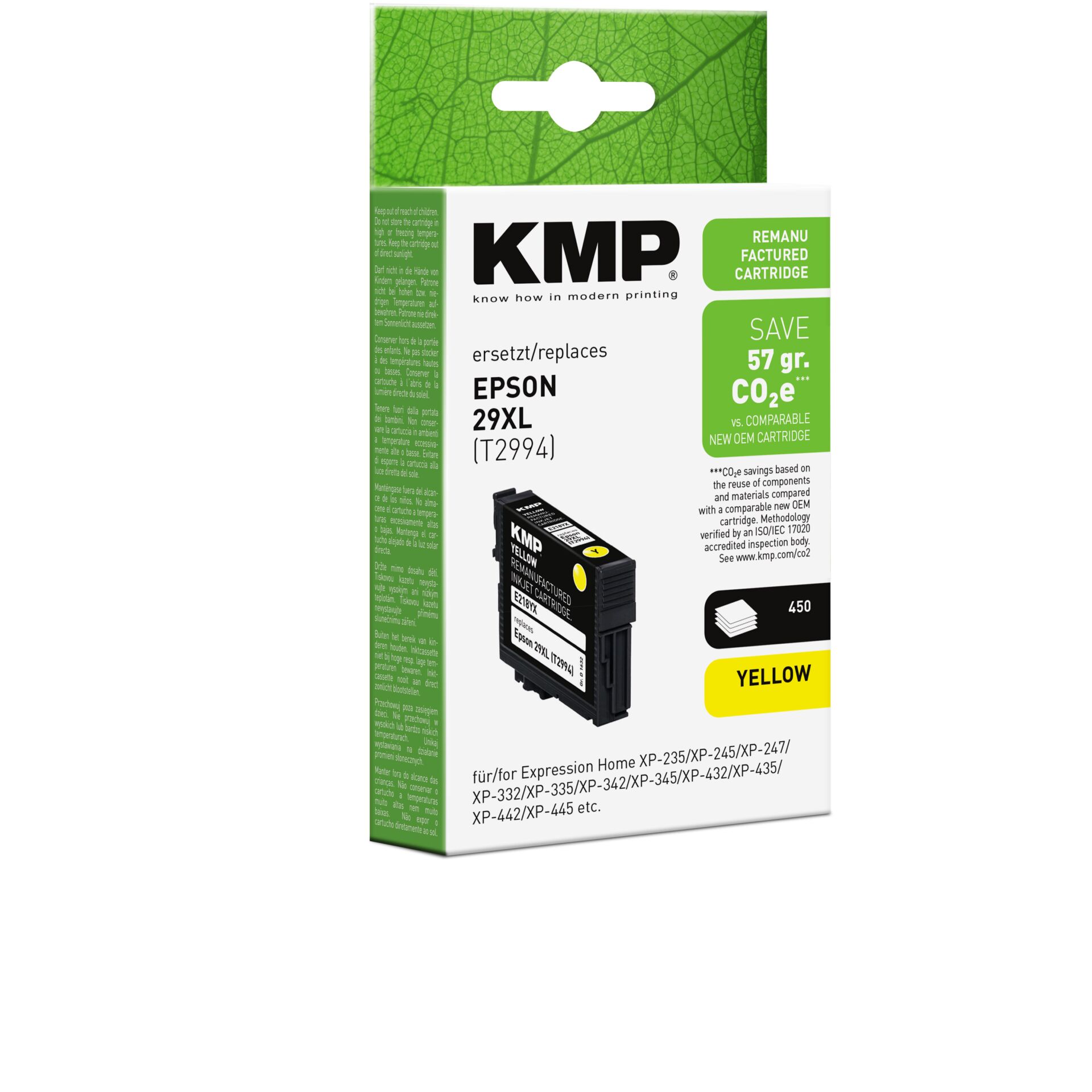 Adapter, Elektronik, Computer-Ausrüstung, Computerausrüstung, QR-Code, Tintenpatrone, KMP, Epson 29XL, Gelb, CO2-einsparung