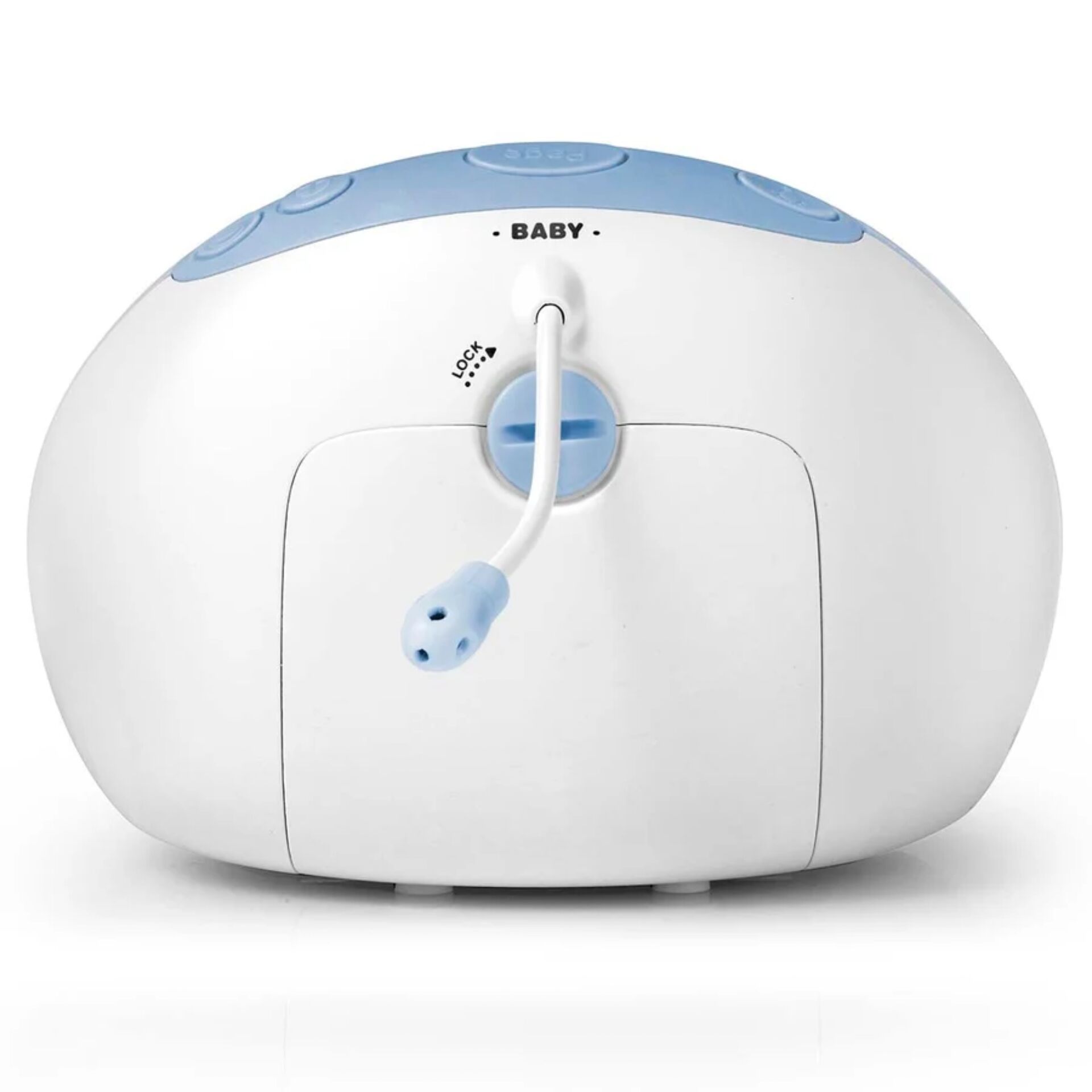 baby warmer, electric heater, soft plug-in, round design, blue accents