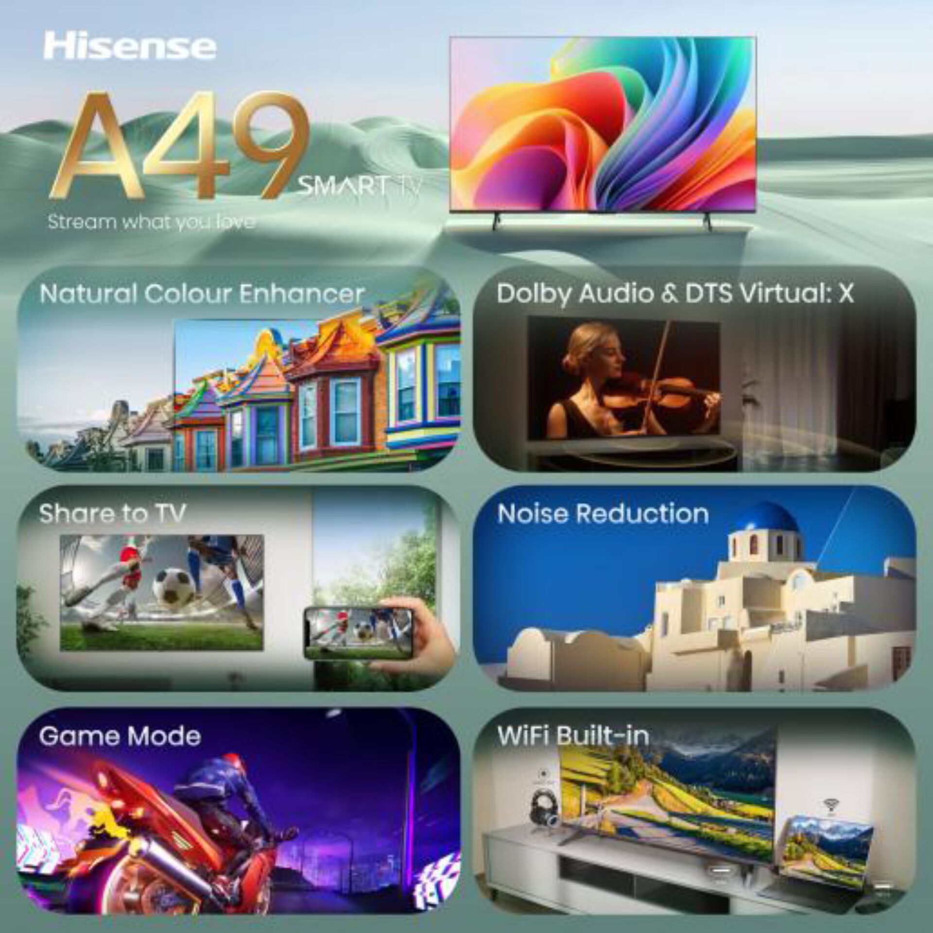 LED-Fernseher, Smart TV, A49, Dolby, DTS