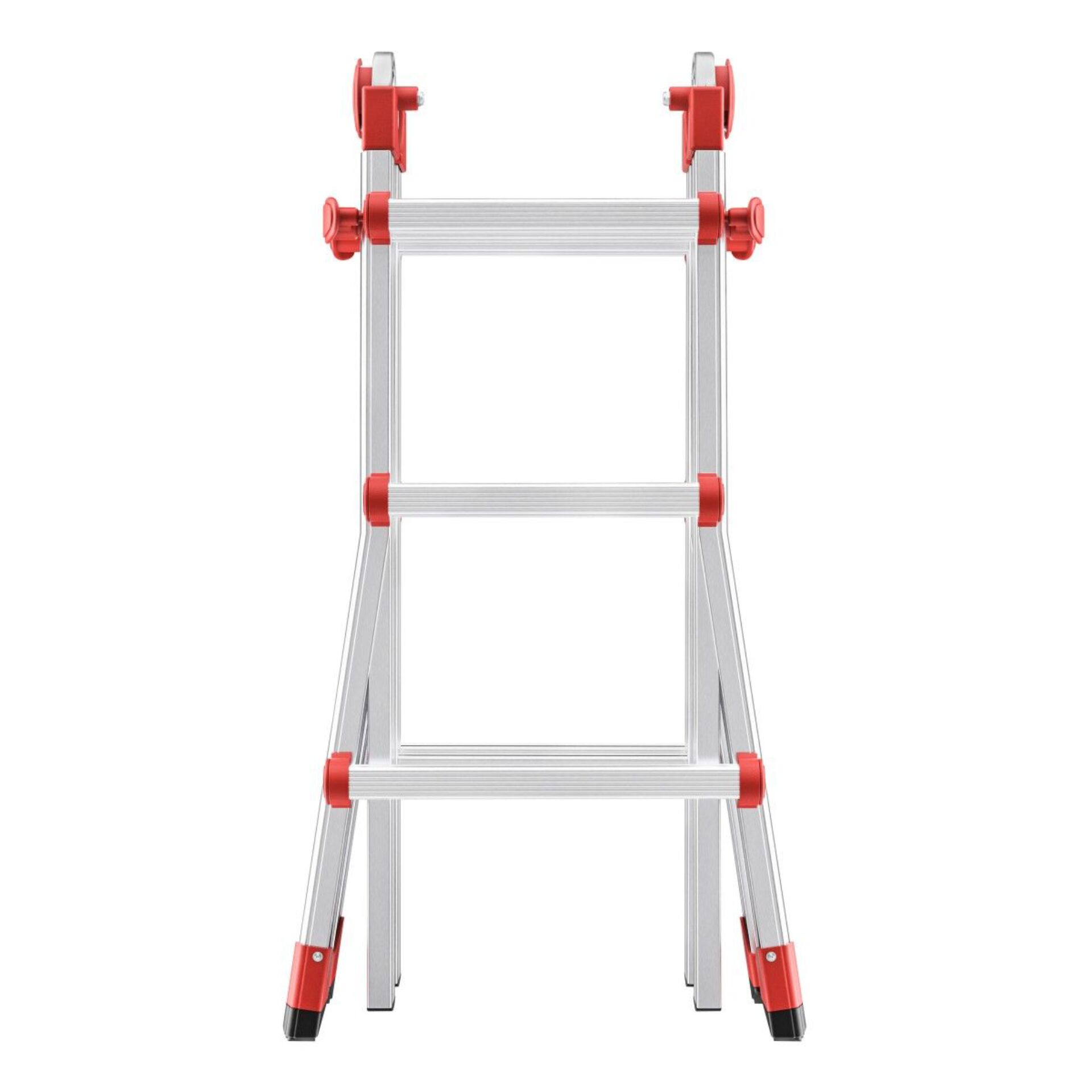 Leiter, Leiterstufen, Aluminium, roter Klemmverschluss, zusammenklappbar
