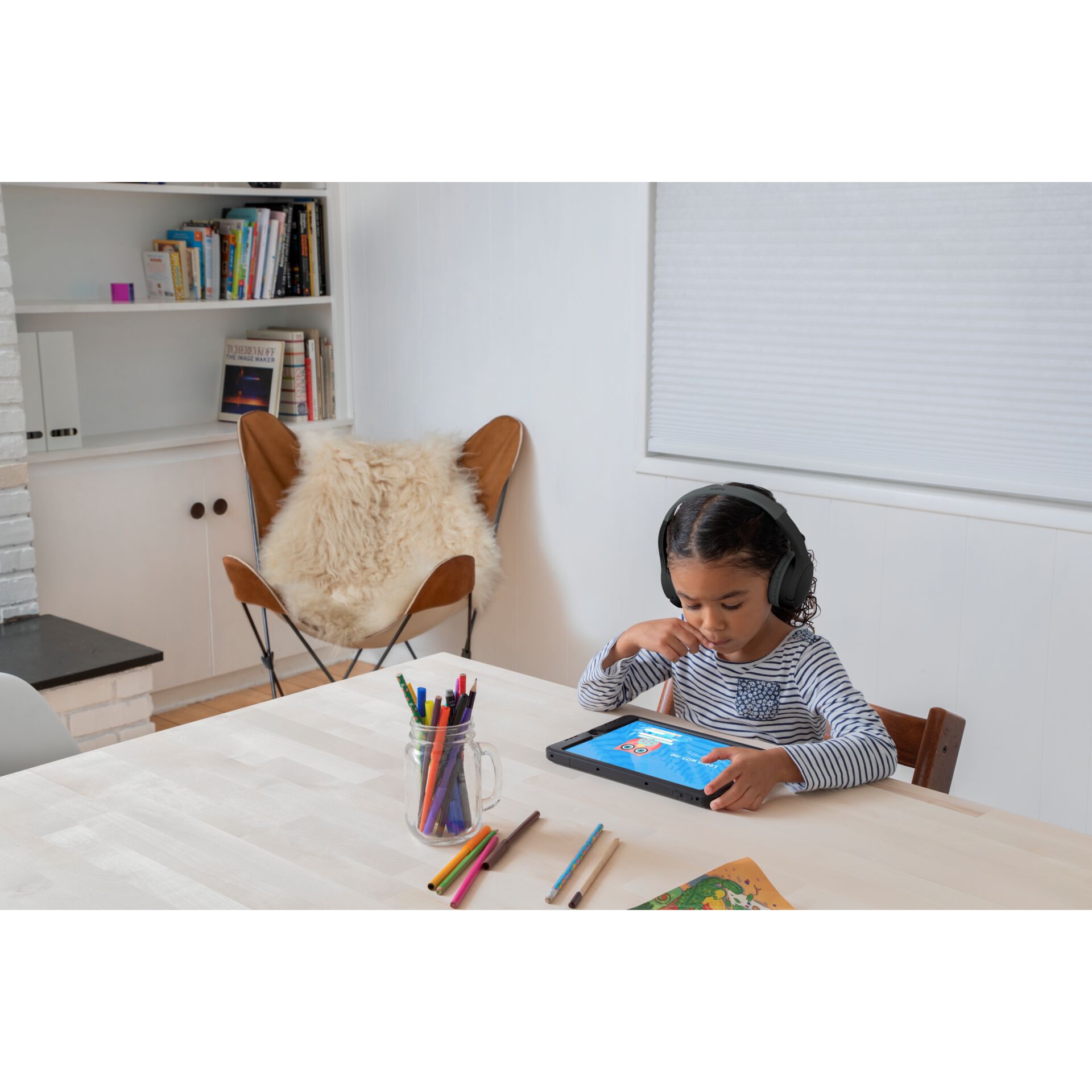 Computer, Kopfhörer, Tabelle, Stift, Person