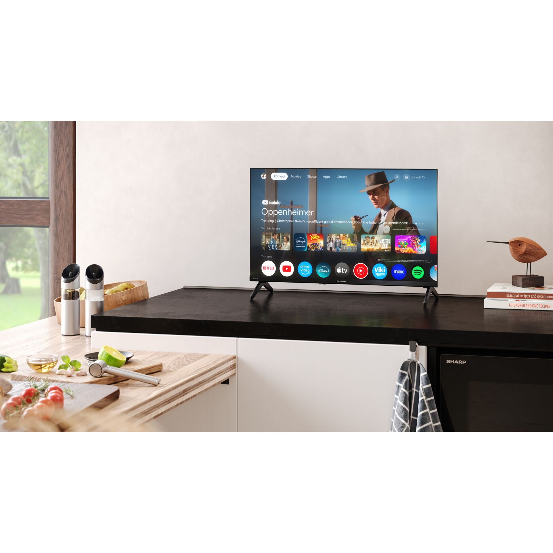 Fernseher, Küchenbereich, Wohnzimmer, Smart TV, Schrankkante
