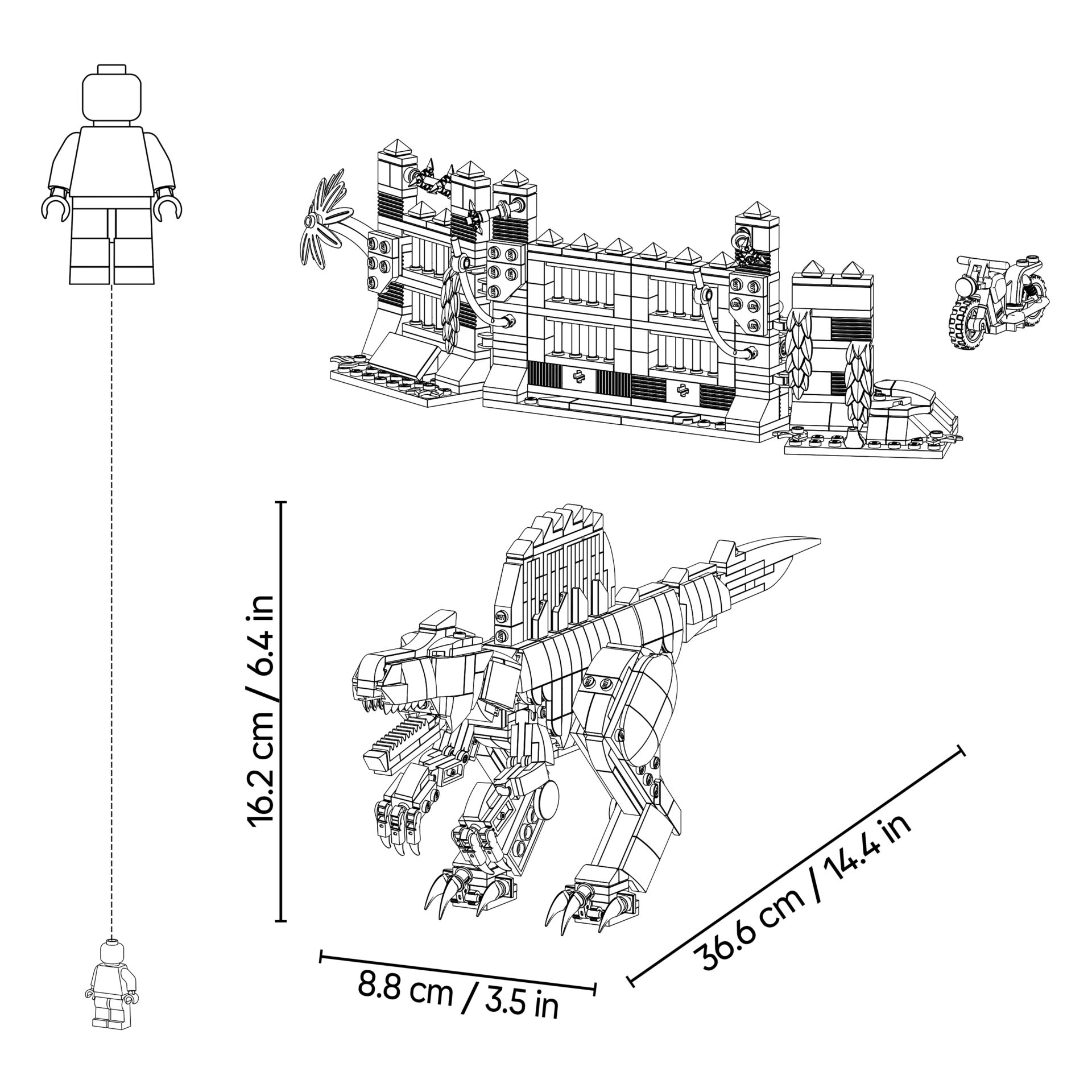 Lego, Konstruktionsspielzeug, Drachen, Motorrad, Gebäude
