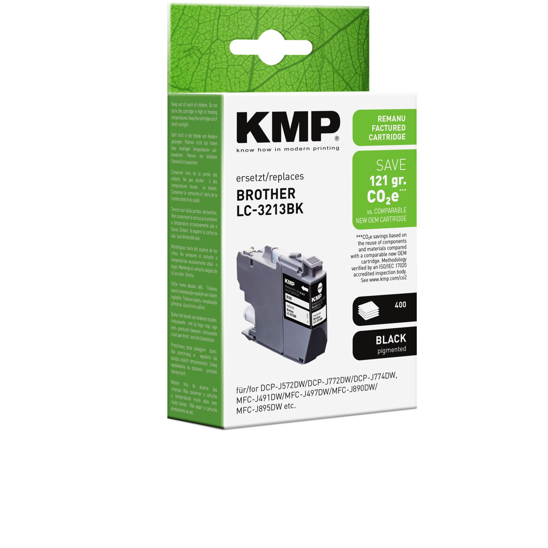 Adapter, Elektronik, QR Code, Tintenpatrone, KMP, Brother LC-3213BK, schwarzpigment, Druckerzubehör