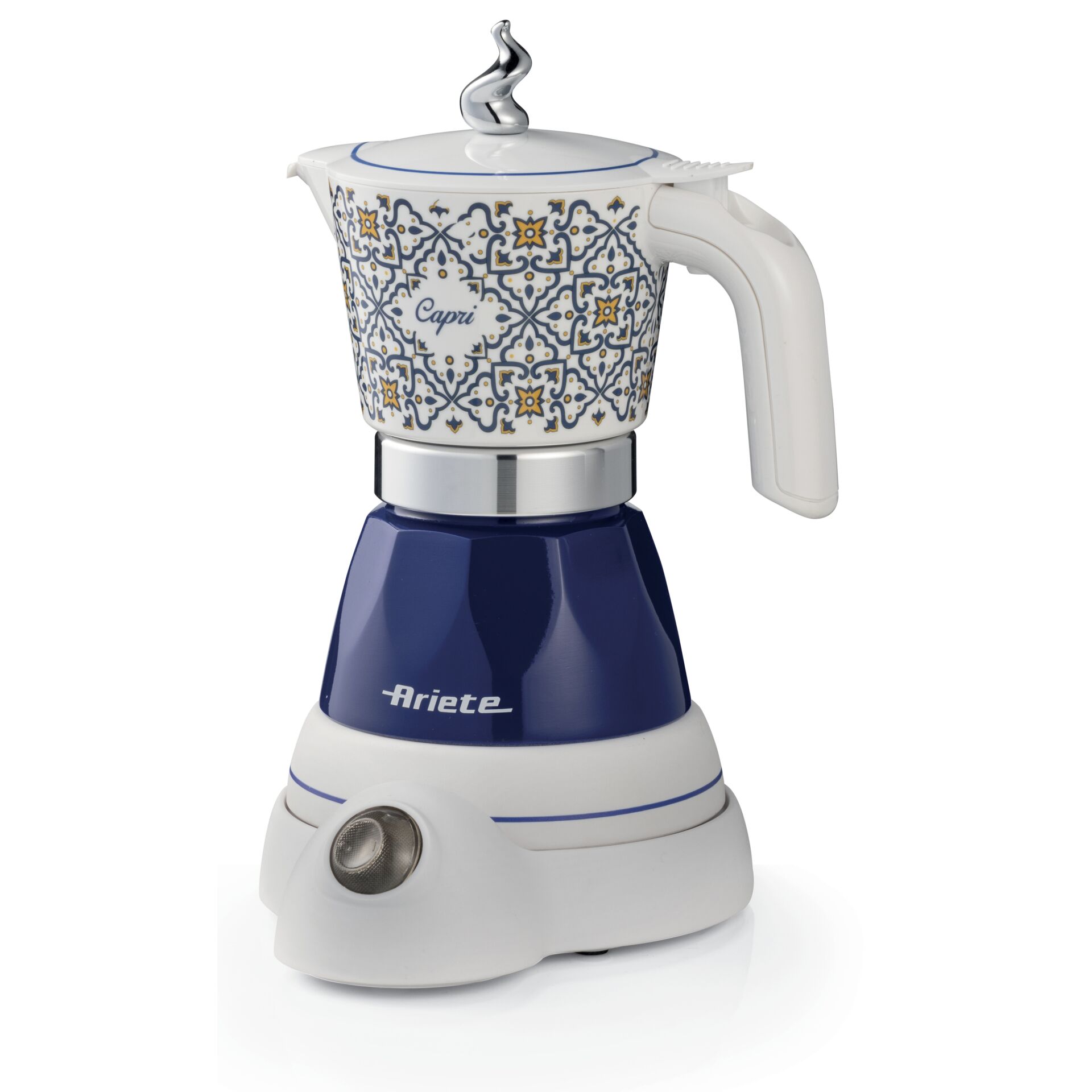 Kaffeekocher, Espressokocher, Mokkakanne, Porzellanmuster, Blau-weiß