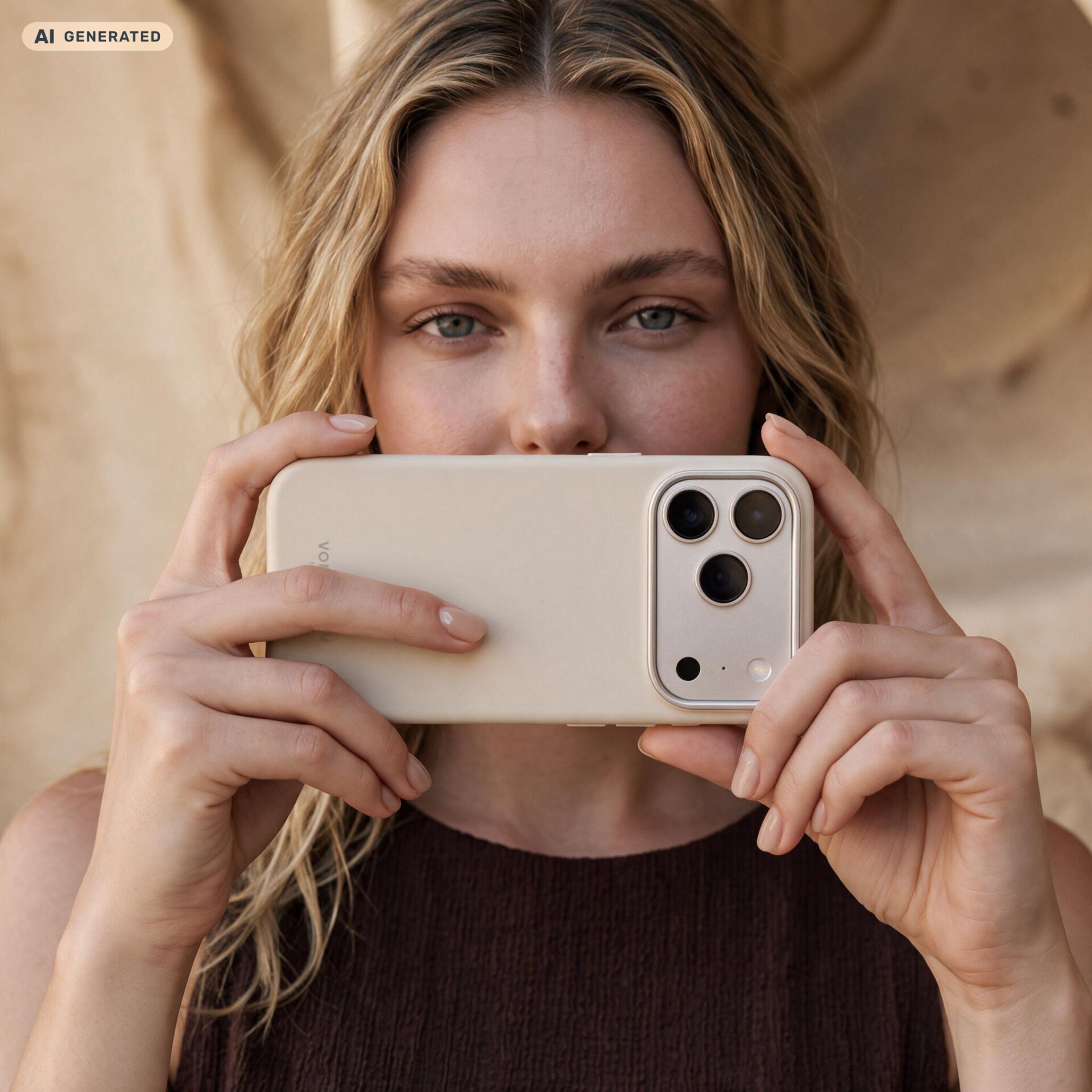 Smartphone, Triple camera, Beige, Portrait, Handheld