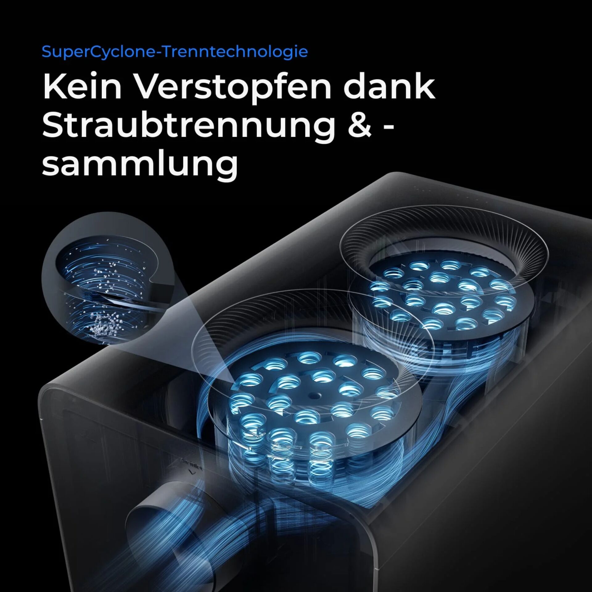 Luftreiniger, Trenntechnologie, No-Verstopfen, Staubtrennung, Konstruktionsillustration