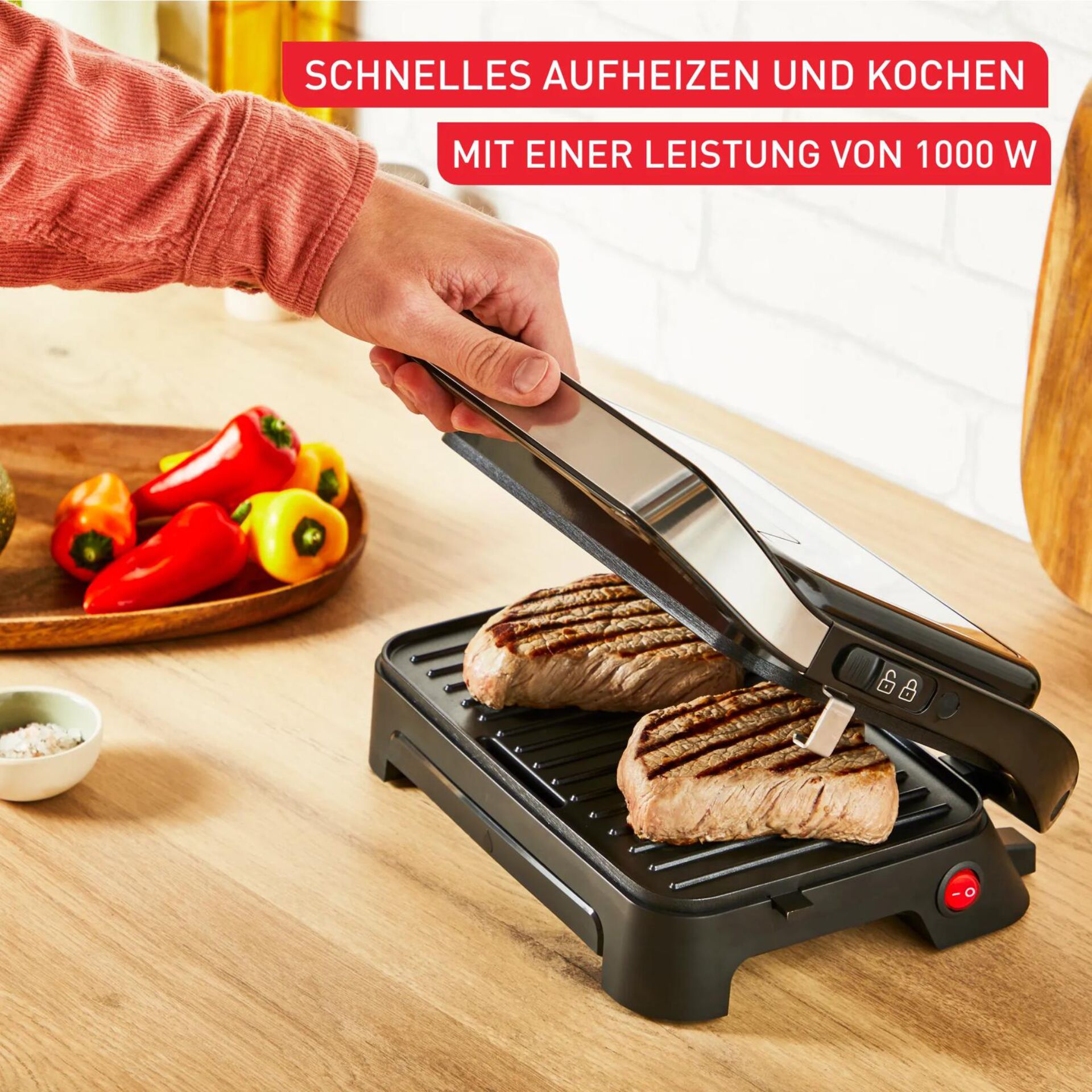 Grillplatte, Kontaktgrill, Schweinefleisch, Stufenloser Deckel, Küchengerät