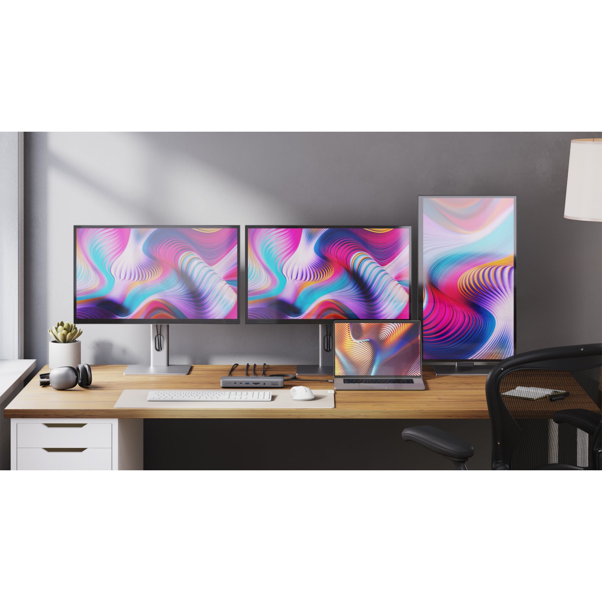 monitor, Dualmonitor, Desktop-Setup, Schreibtischzubehör, bunte Bildschirme