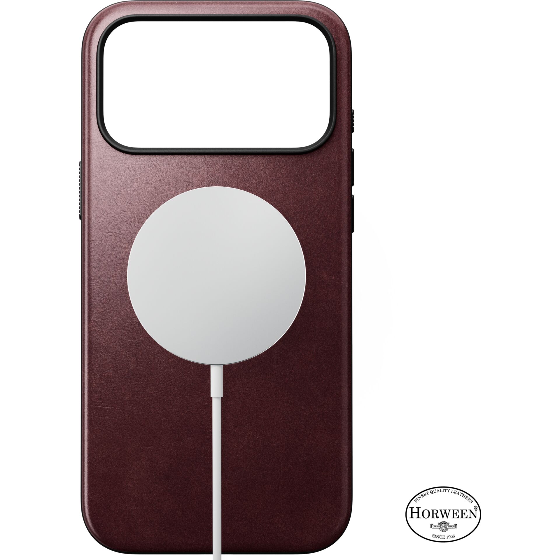 Handy-Hülle, Magnetischer Wireless-Ladeadapter, Roter Lederlook, Magnetisches Ring-Pac, Qi-Ladeplatte