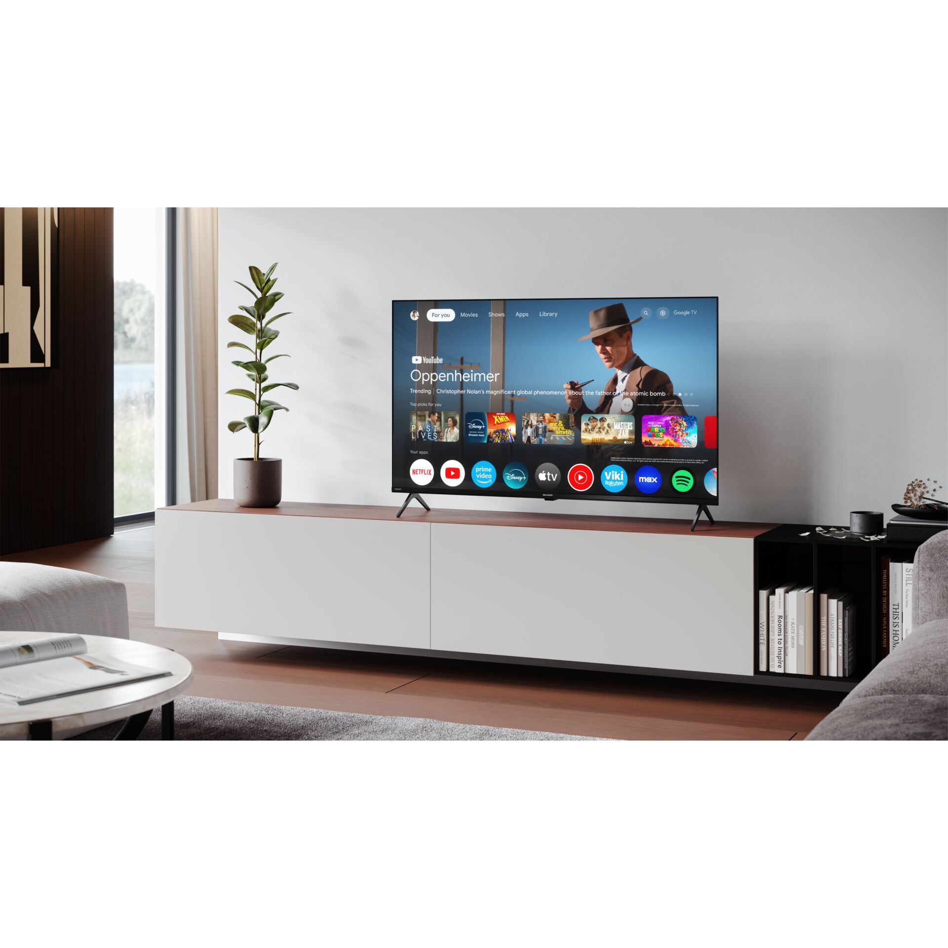 Fernseher, Smart-TV, TV-Bildschirm, Standfuß, Wohnzimmer