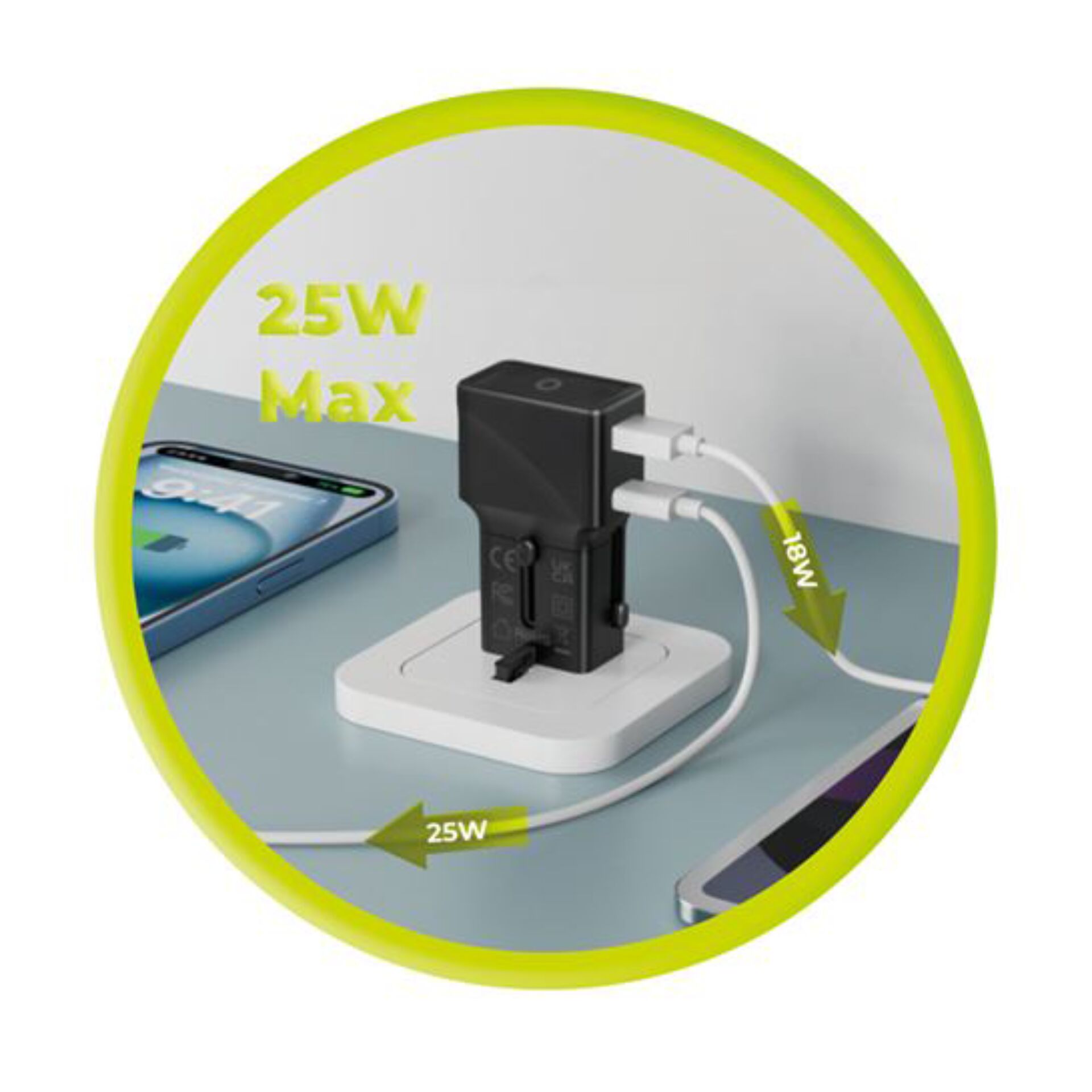 Ladegerät, USB-C, 25W, Schreibtisch-Ladegerät, Schnellladegerät