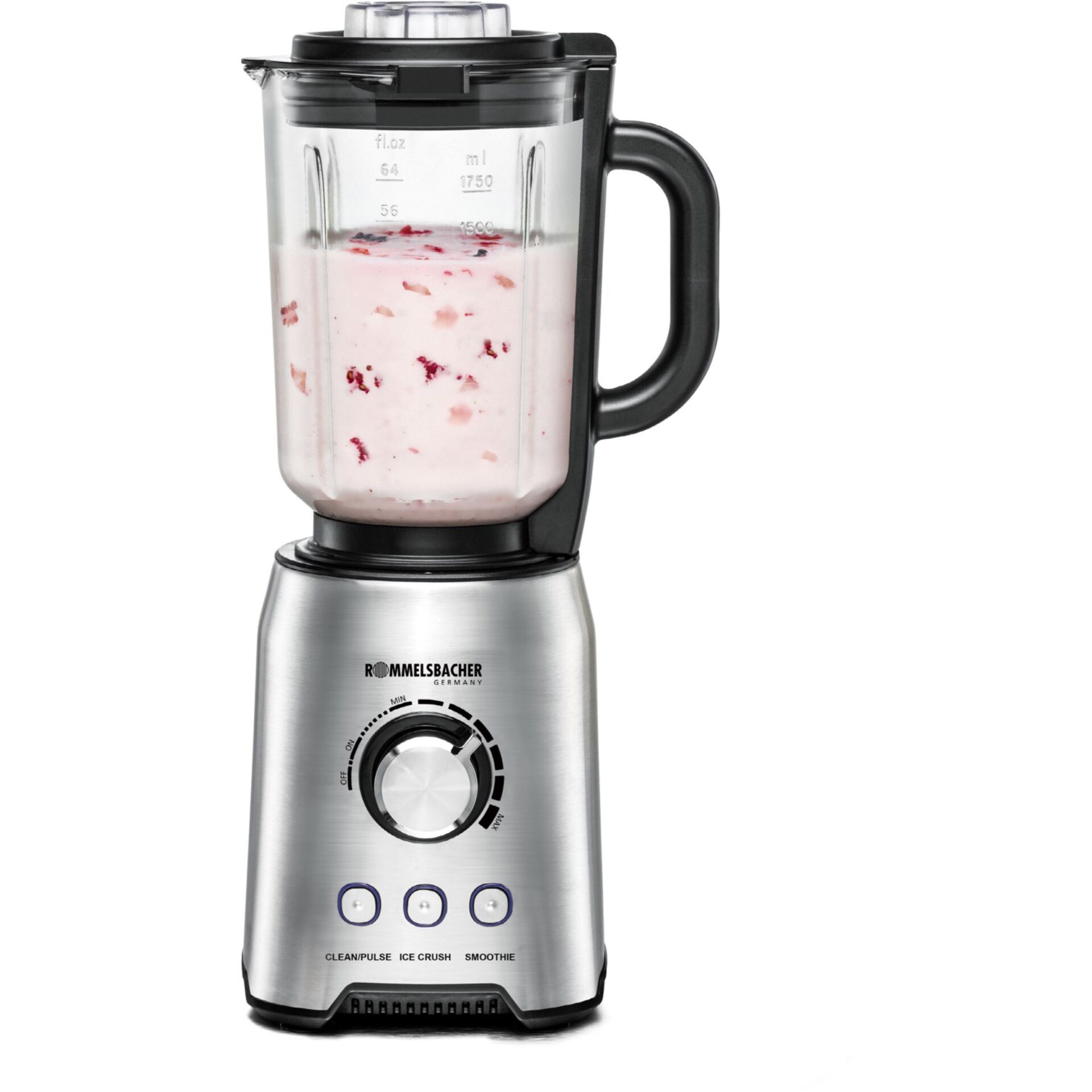 Mixer, Blender, Glasbehälter, Bedienknopf, Stahlgehäuse