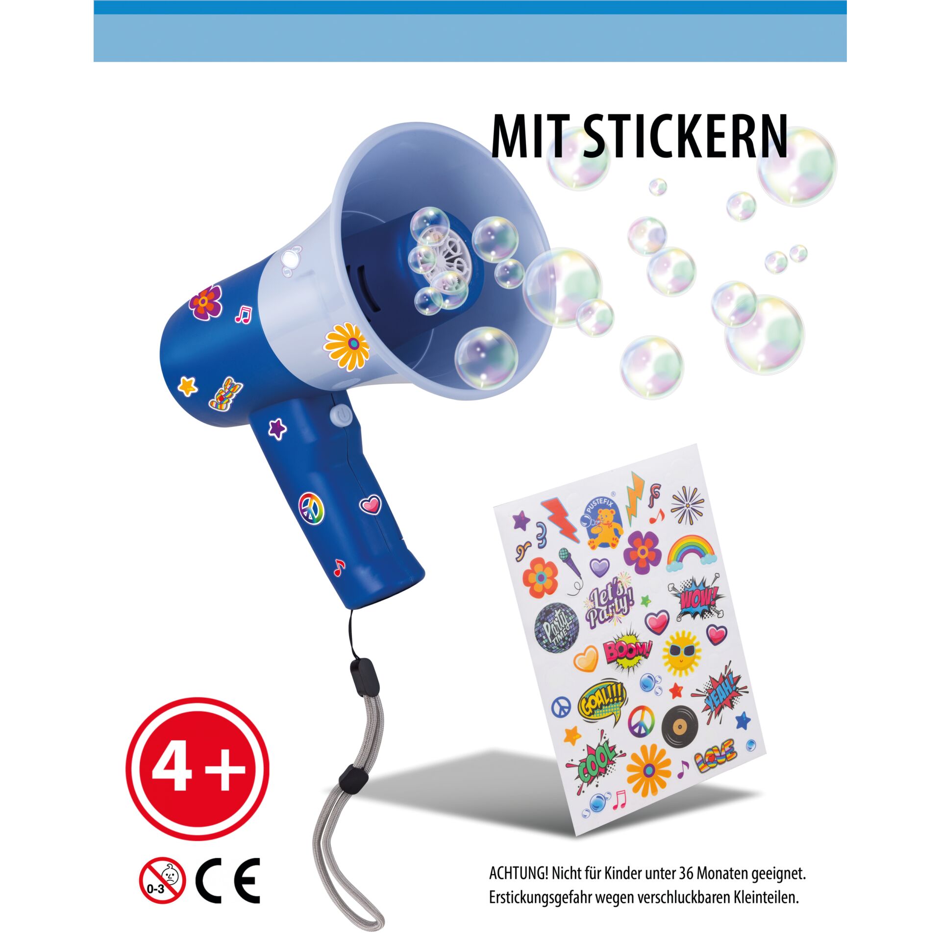 Lautsprecher, Spielzeug, Sticker, Blasen, 4+ Jahre