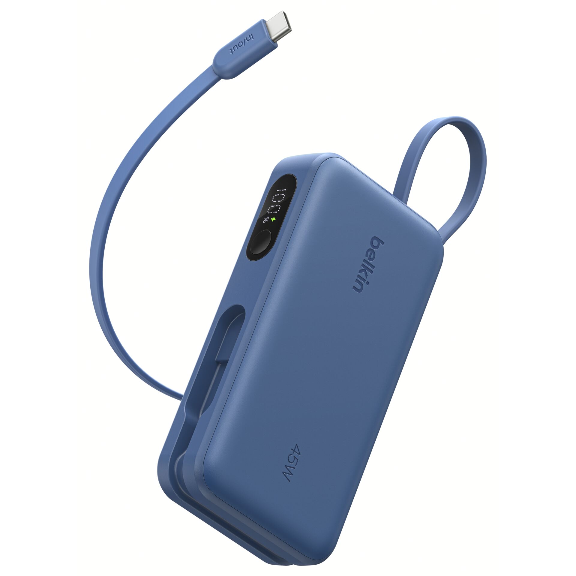 powerbank, USB-C, blau, digitalanzeige, kompakt