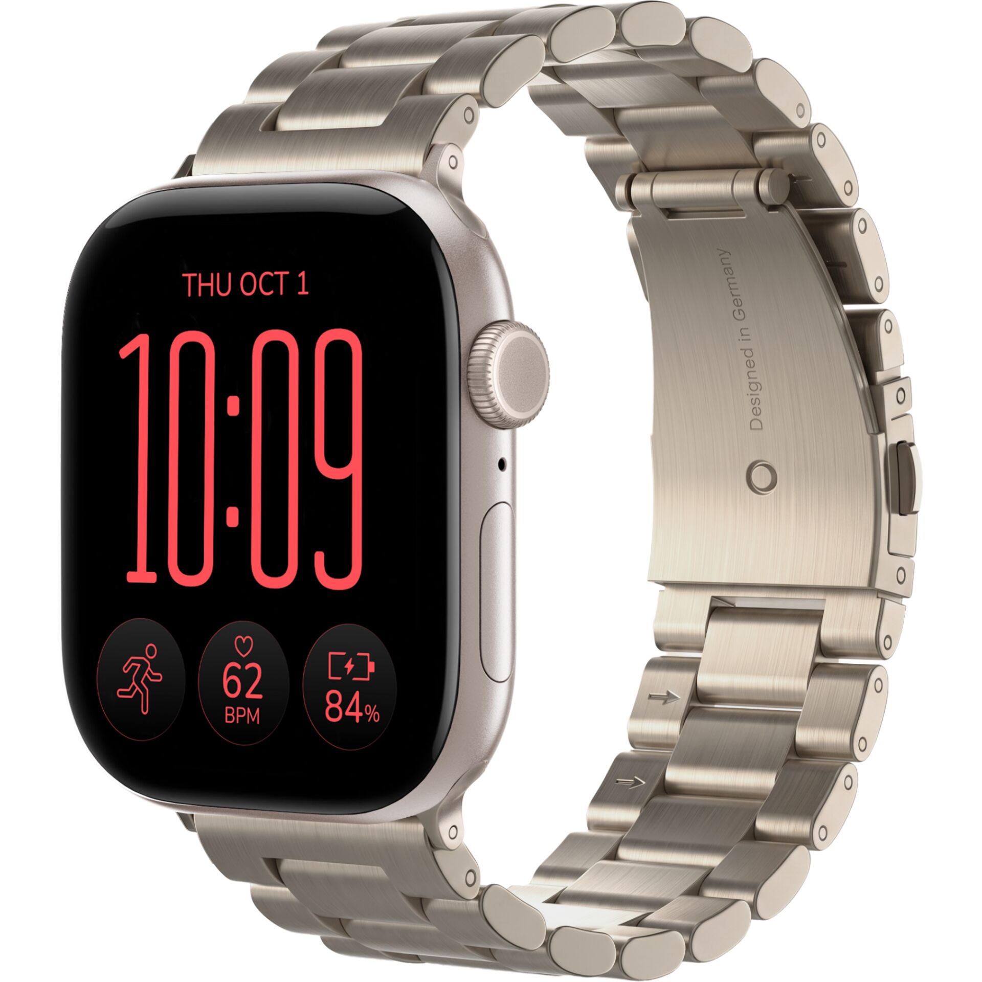 Smartwatch, Edelstahlarmband, Silberfarben, Touchscreen, Fitness-Tracker