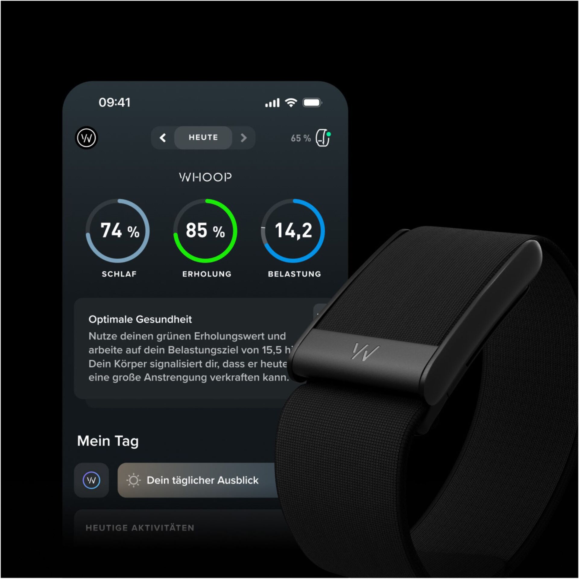 Schlafmonitor, Erholung, Belastung, Smartwatch-App, Gurt
