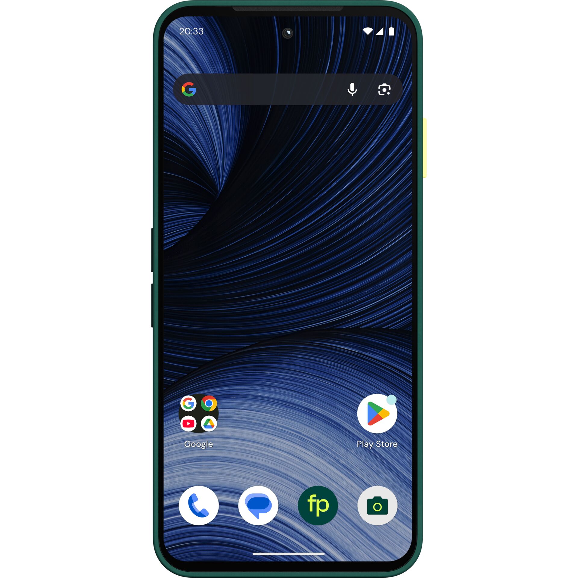 smartphone, grüner rahmen, grüne seitenknopf, rand-zu-rand display, Android