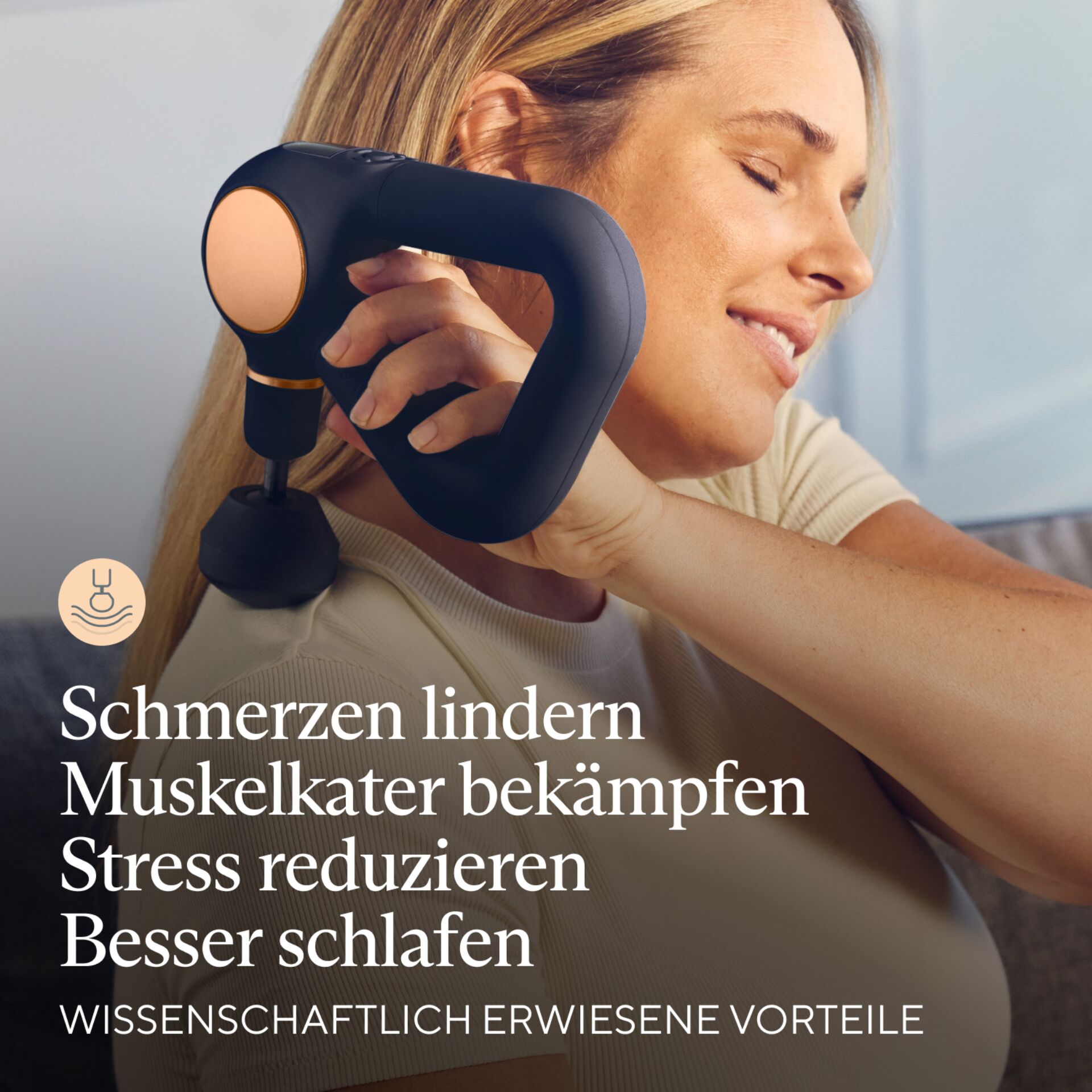 Massagegerät, Nackenmassagegerät, Zervikale Massage, Handgerät, Kupferakzente