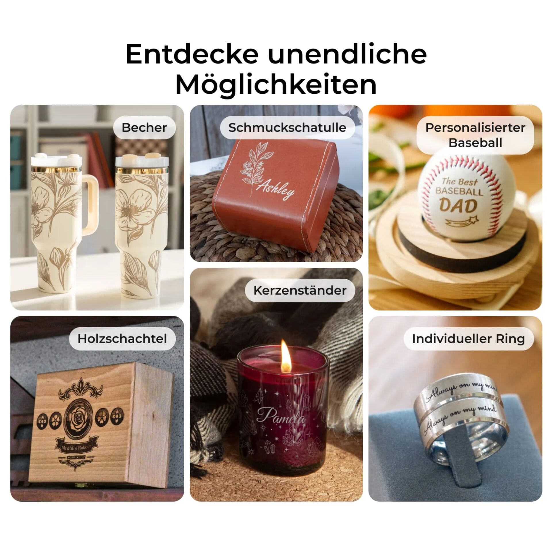 Becher, Schmuckschatulle, Kerzenständer, Holzschachtel, Individueller Ring