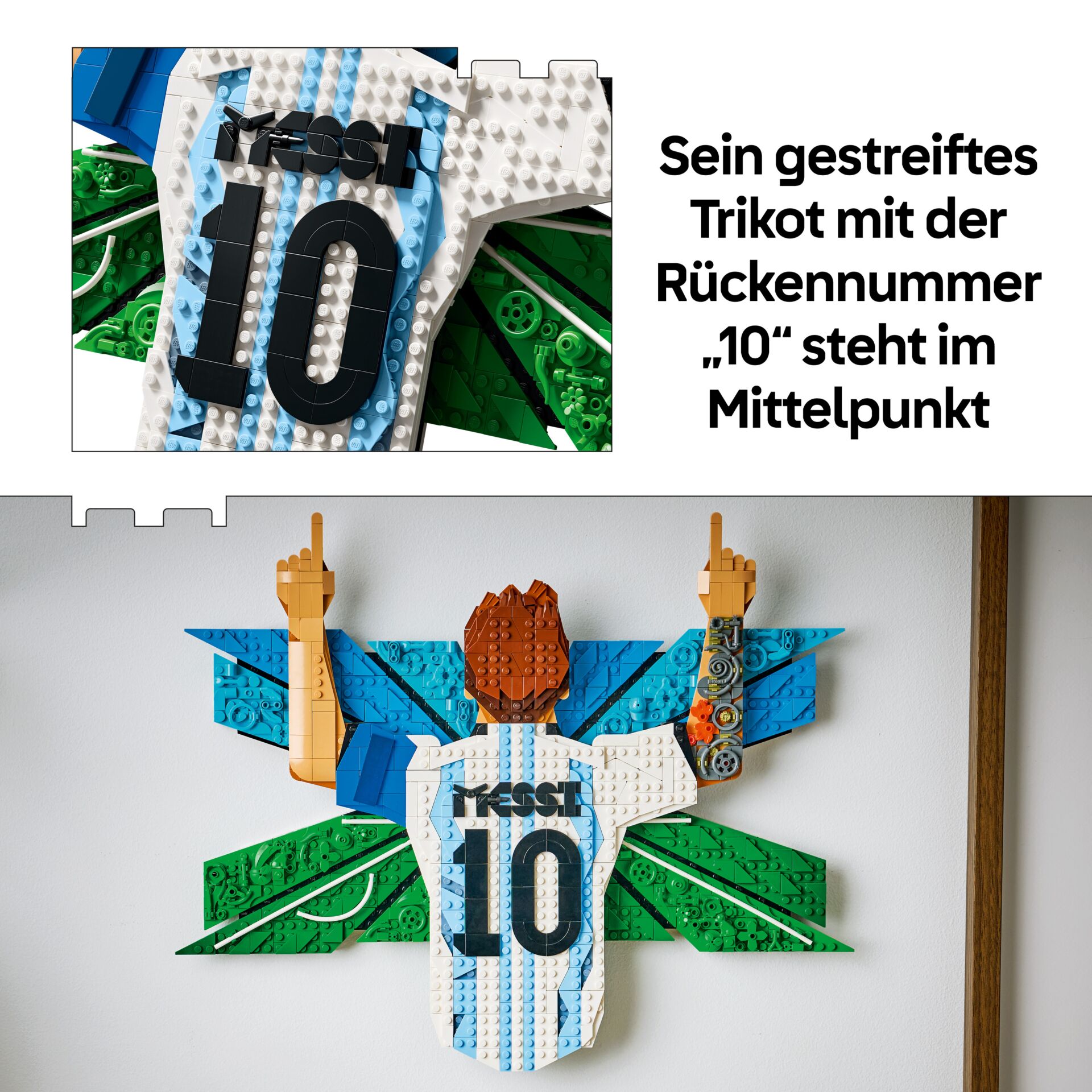 lego, lego art, soccer jersey, nummer 10, flügelposter