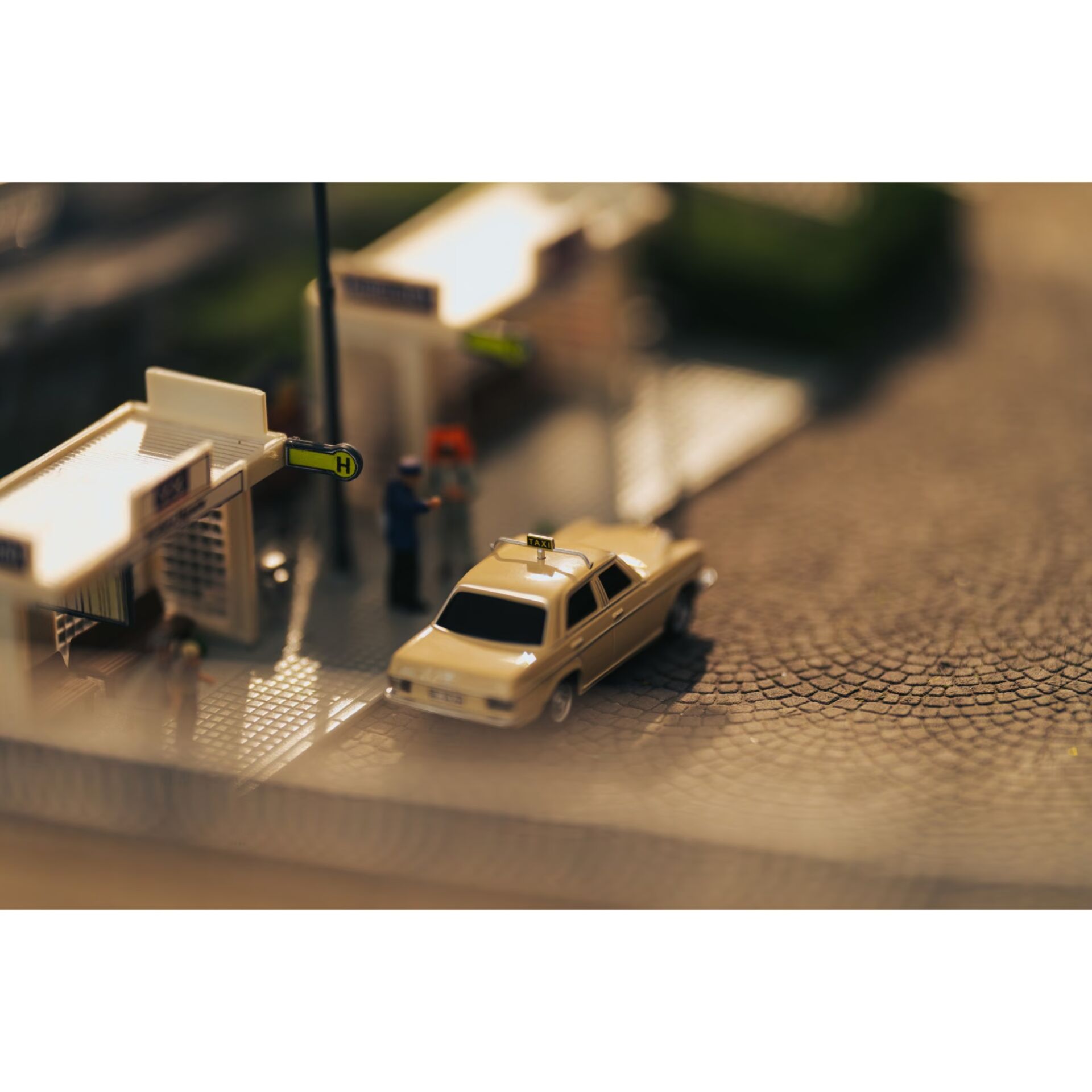 Modelldiorama, Miniauto, Taxi, Stadtmodell, Straßenszene