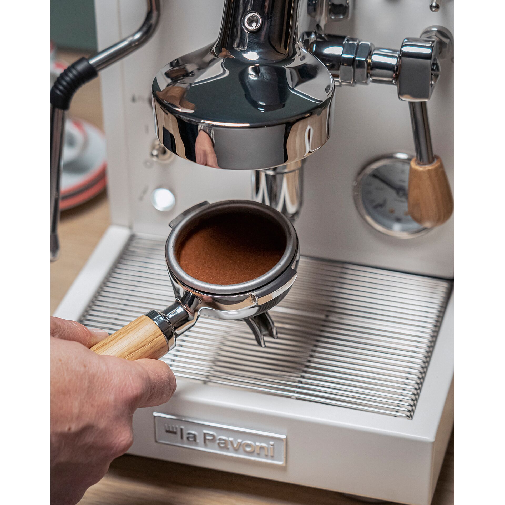 Espresso, Portafilter, Kaffeemaschine, Espresso-Grund, Chromed Metall