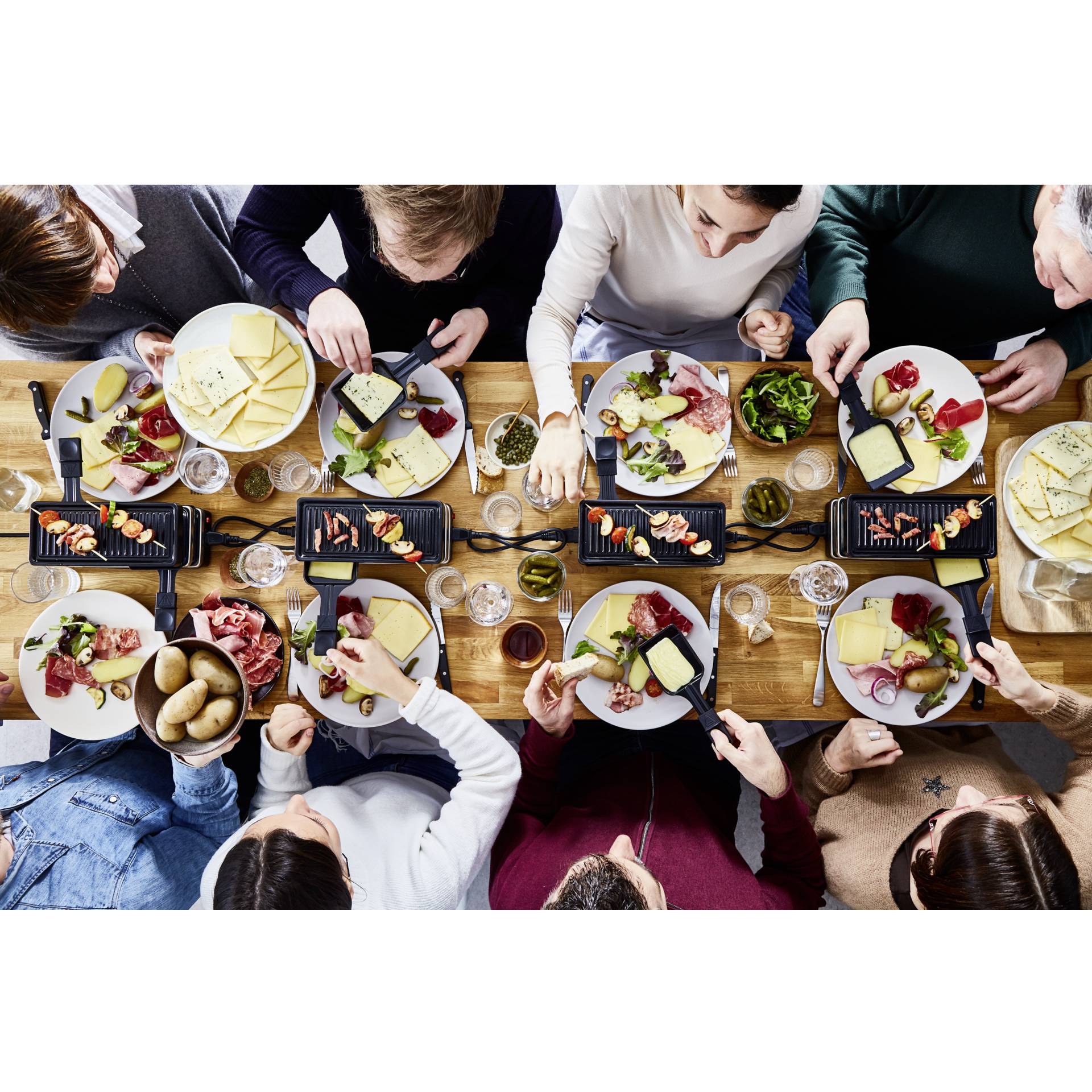 Grillplatte, Käsespieß, Tapas, Teller, Familienessen
