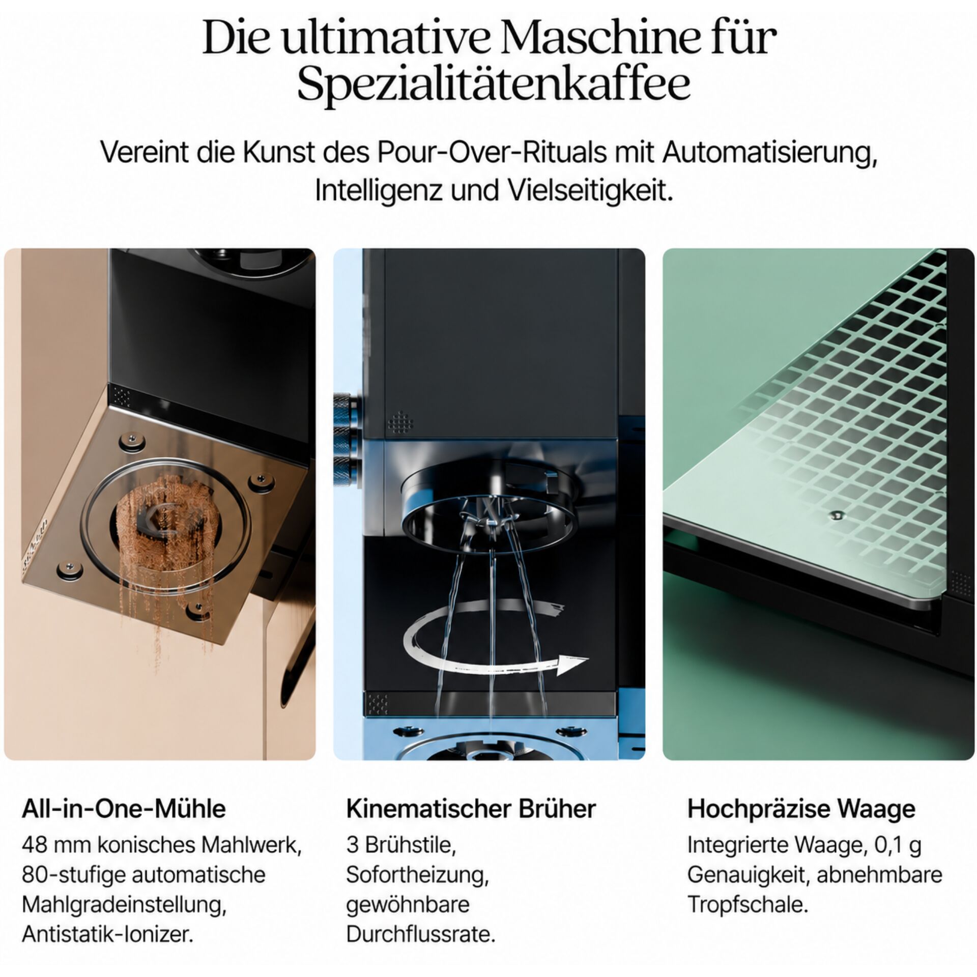Mahlwerk, Brühteil, Kaffeemaschine, Mikrokaffee, Tropfschale