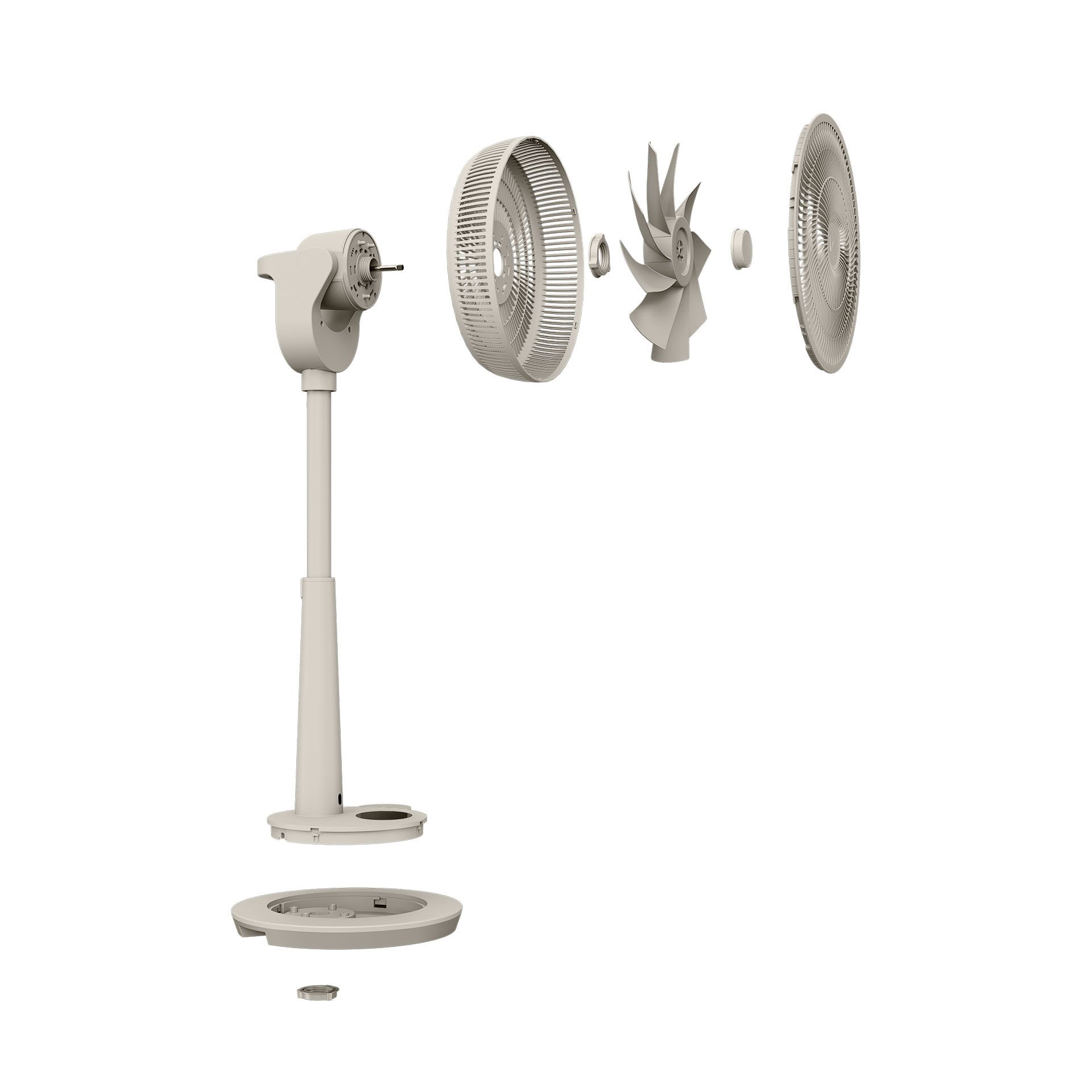 Ventilator, Deckenständer, Zerlegte Teile, Flügelrad, Ventilatorensäule