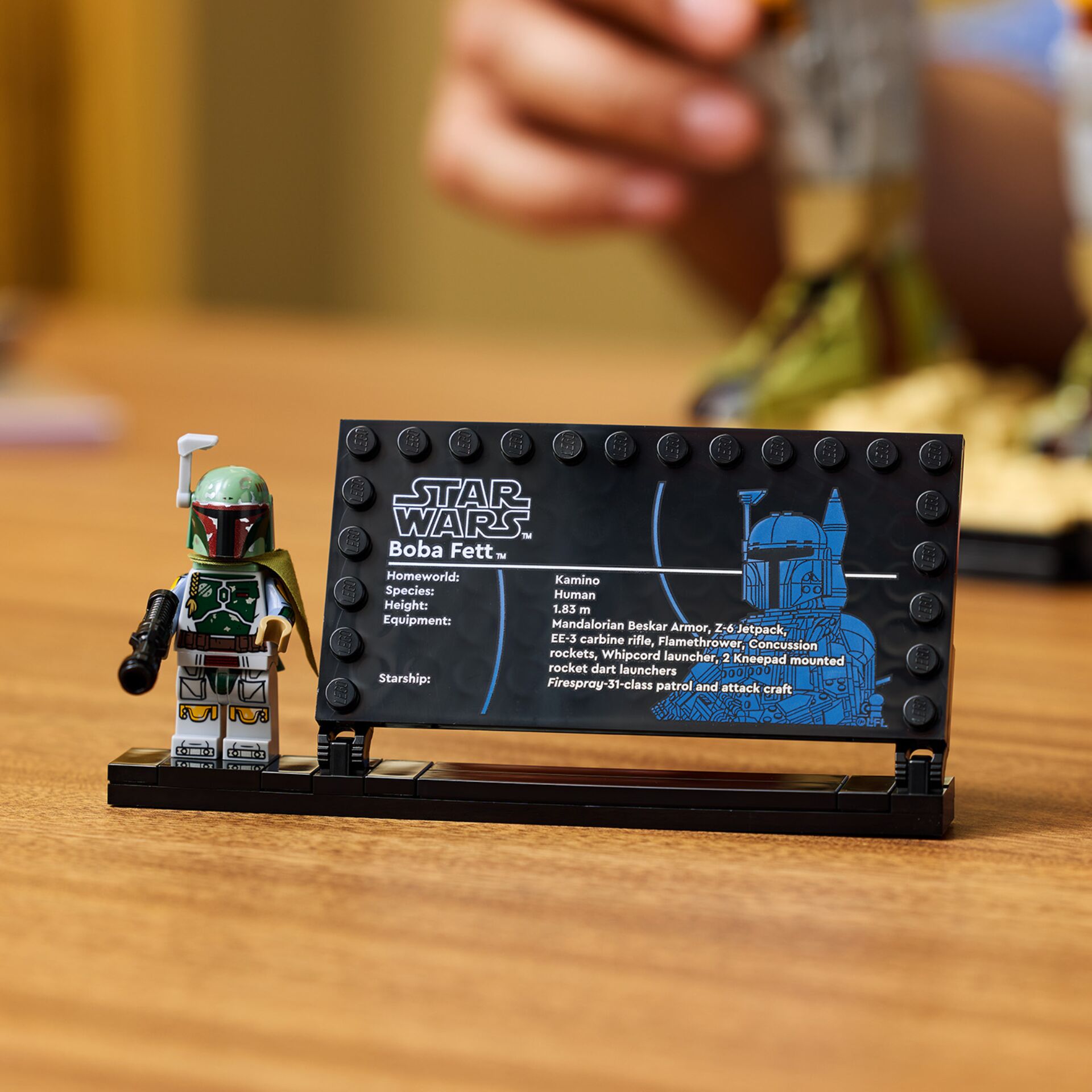 Star Wars, Boba Fett, Lego mini figure, Helmet, Display plaque