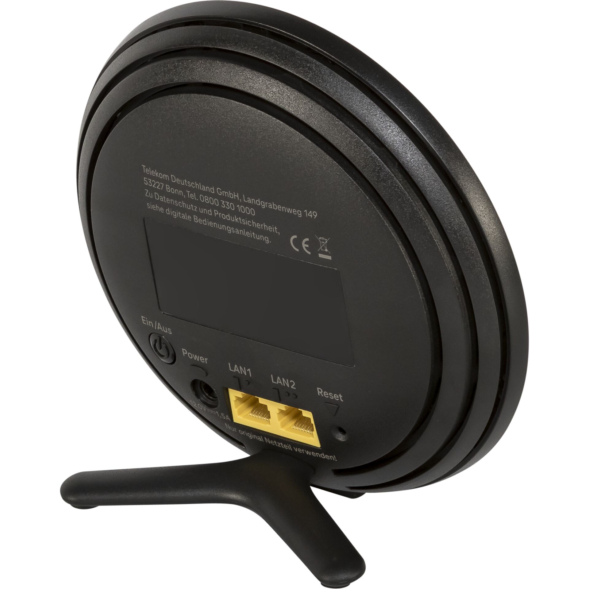 WLAN-Router, Runder Router, LAN-Port, Netzwerkgerät, Schwarz