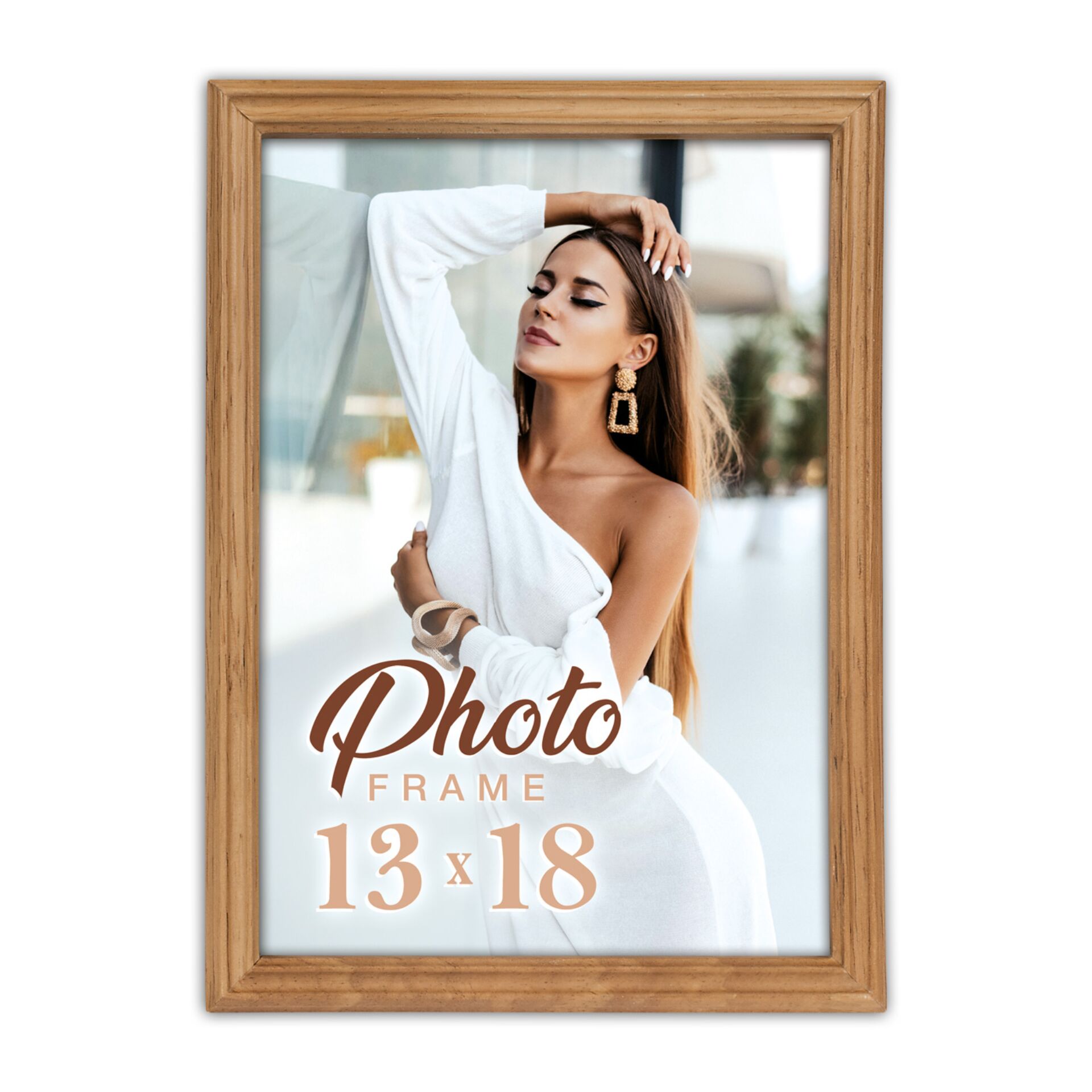 Rahmen, Foto-Rahmen, 13x18 cm, Holzrahmen, Person im Weiß