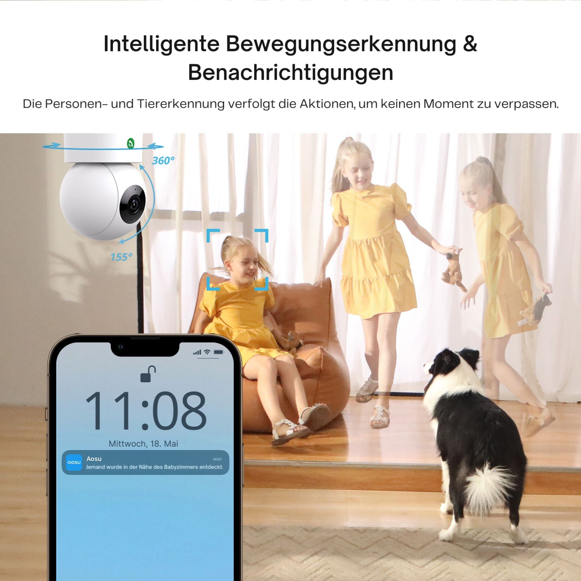 Sicherheitskamera, 360° Blick, Kameraüberwachung, Heimüberwachung, Smart Home