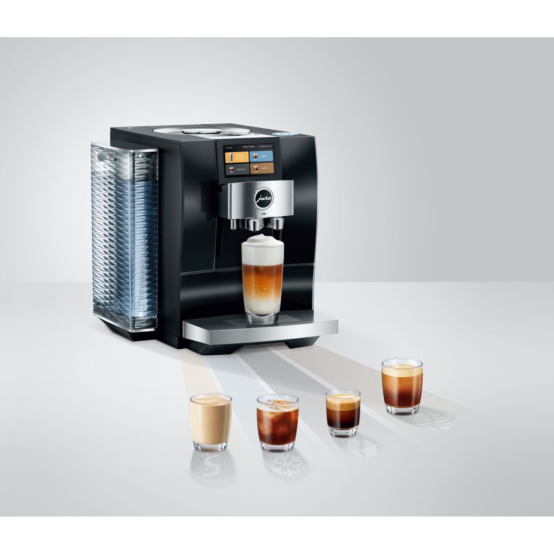 Espressomaschine, Kaffeeautomat, Milchschaum, Schwarz, Gläserset