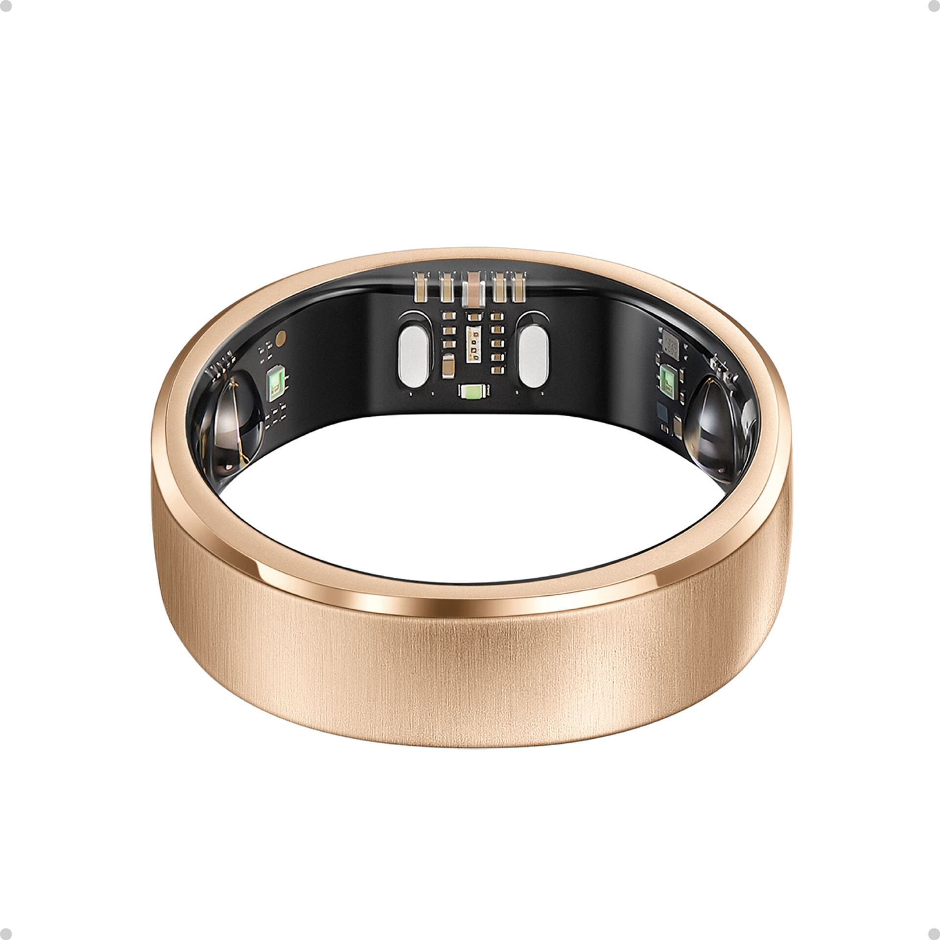 smartwatch ring, rose gold, ring design, glossy finish, internal circuitry