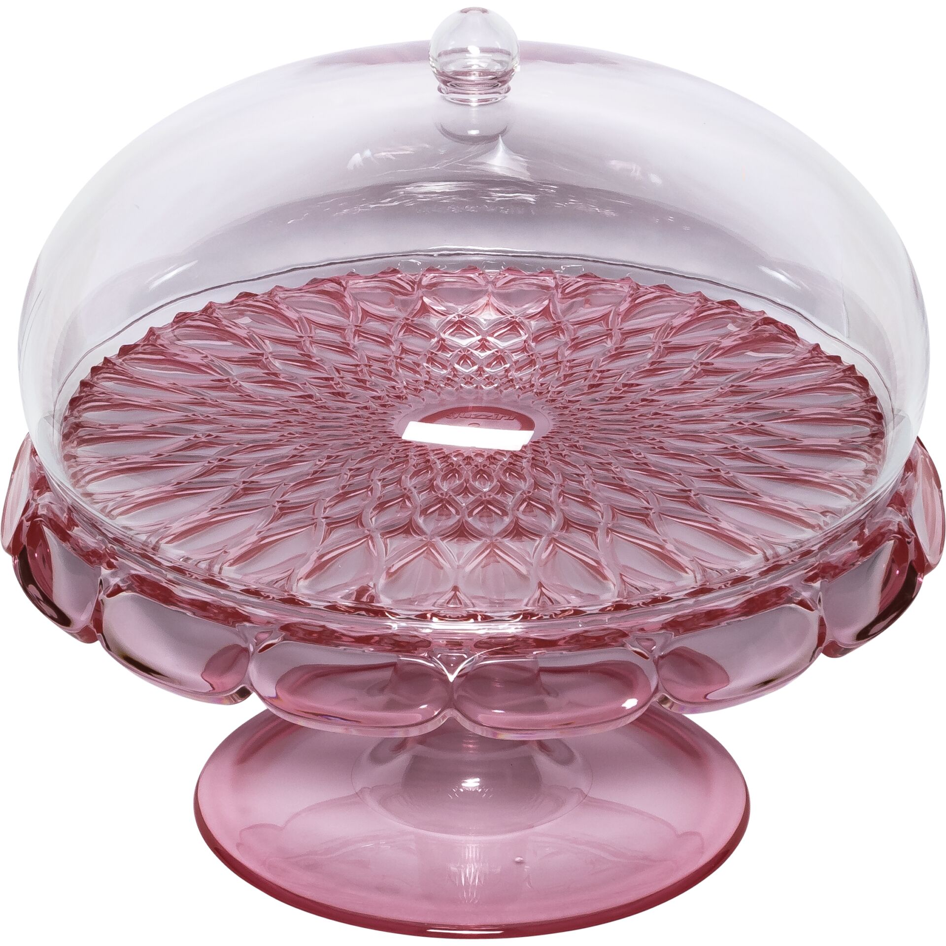 Guzzini VANITY Kuchenplatte mit Fuß und Haube Flamingo pink Glas, Töpferei