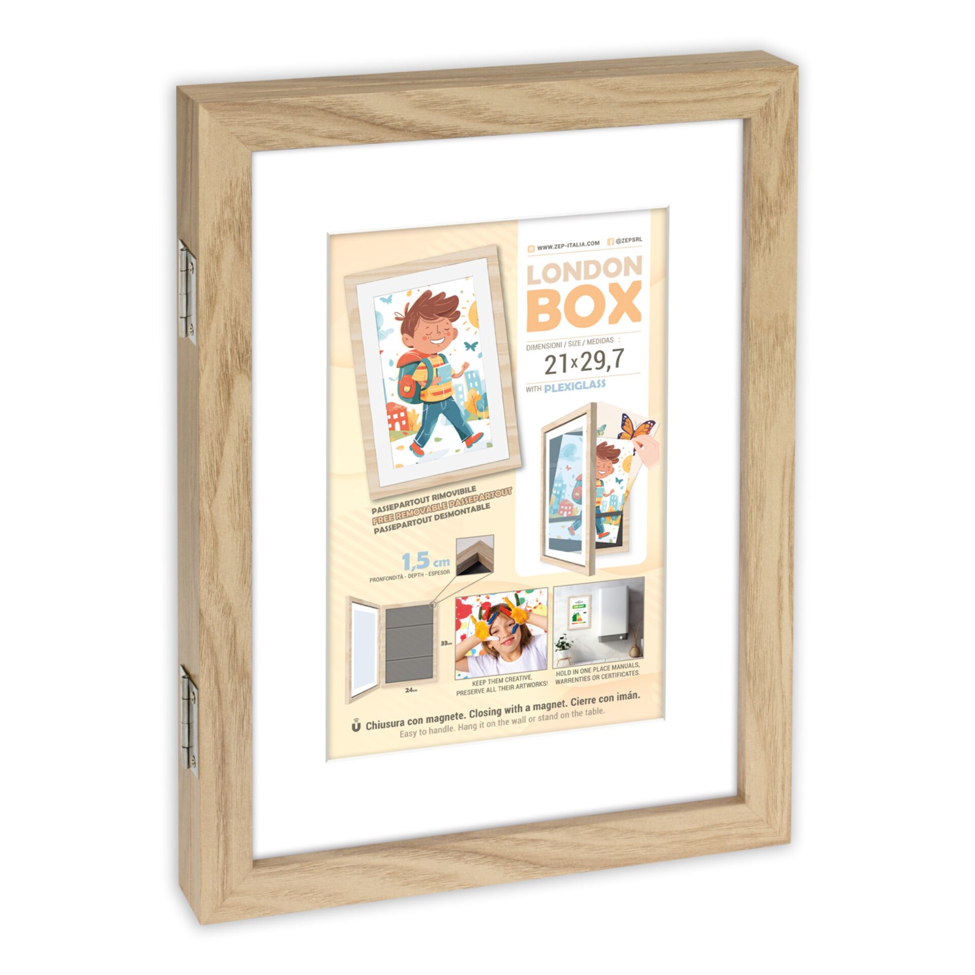 ZEP London Box Natural     MRN82  Holz Rahmen Innenmaß  14x21,5cm