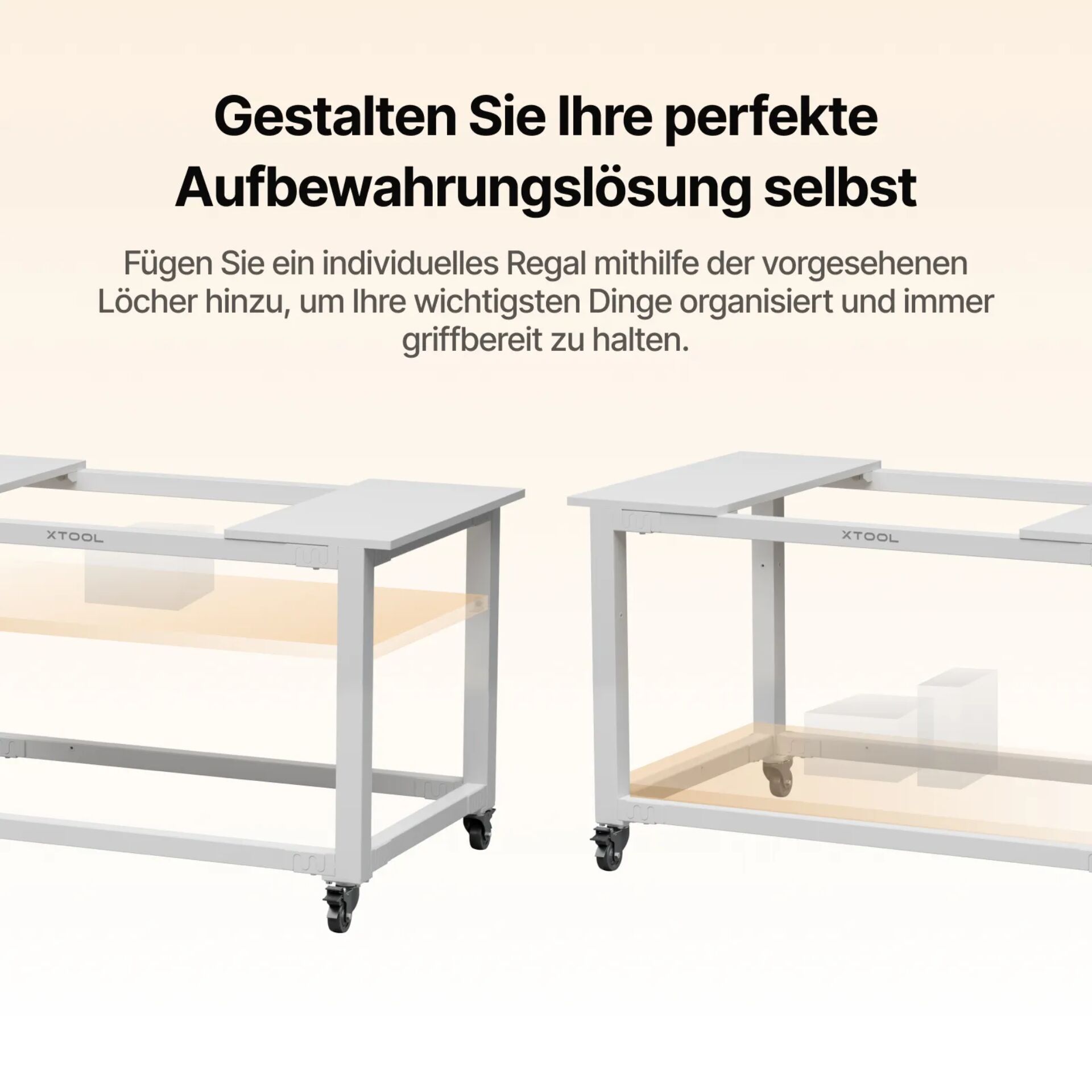 Schreibtisch, Werkbankwagen, Rolltisch, Glasablage, Stahlrahmen