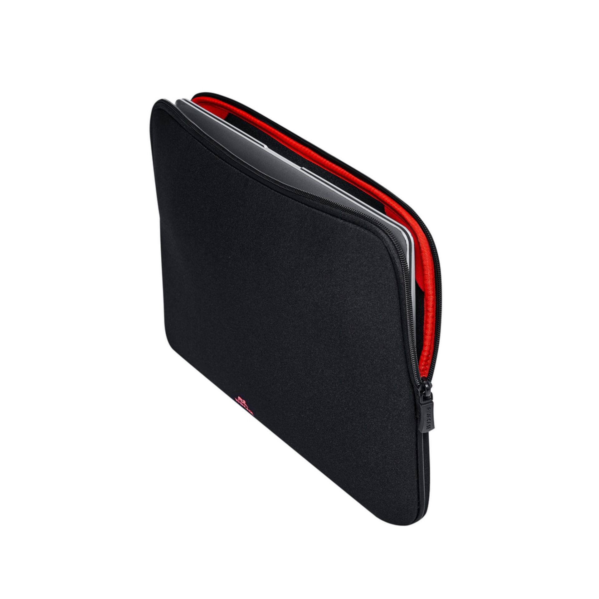 Laptophülle, Neopren, Schwarz, Reißverschluss, Rotes Innenfutter