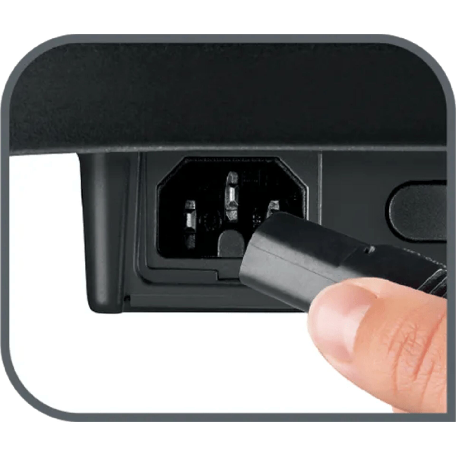 Gerätebuchse, Netzkabel, abnehmbarer Stecker, schwarzes Gehäuse