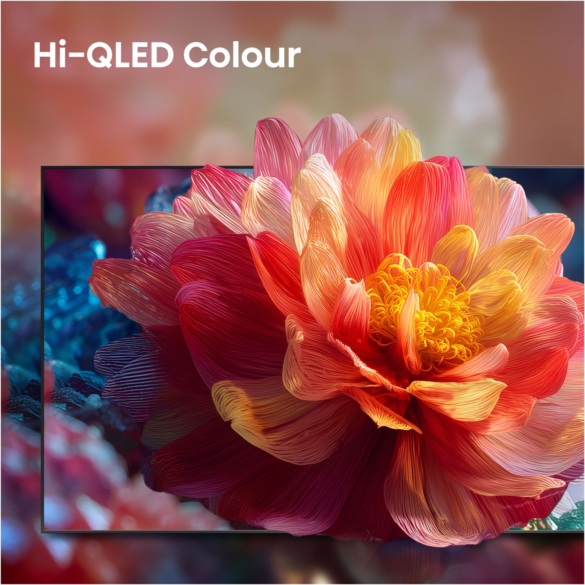 LED-Fernseher, HD-Display, Blumenmotiv, Hi-QLED, Farbenpracht