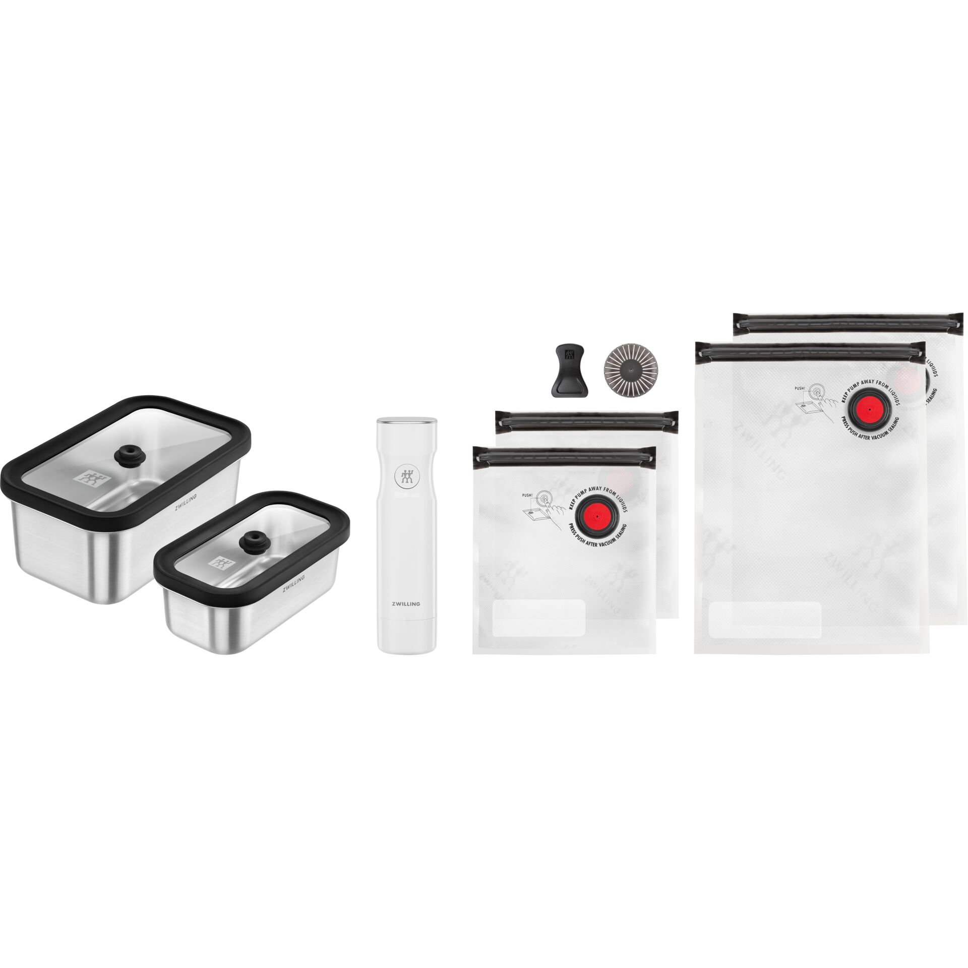 Vakuumier-Set, Edelstahlbehälter, Vakuumpumpe, Vakuumbeutel, wiederverwendbar