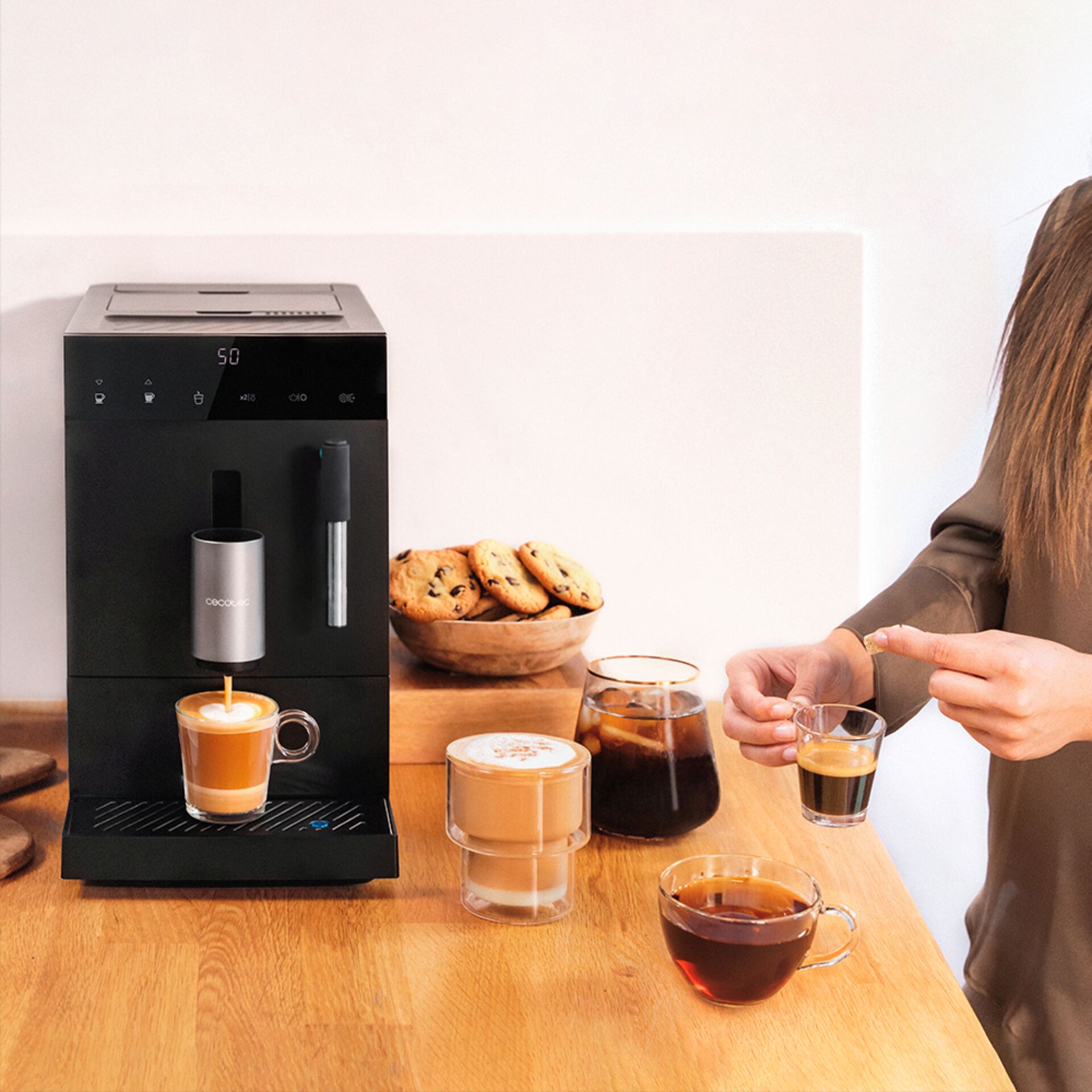 Kaffeemaschine, Espresso, Milchaufschäumer, Kaffee, Tassen