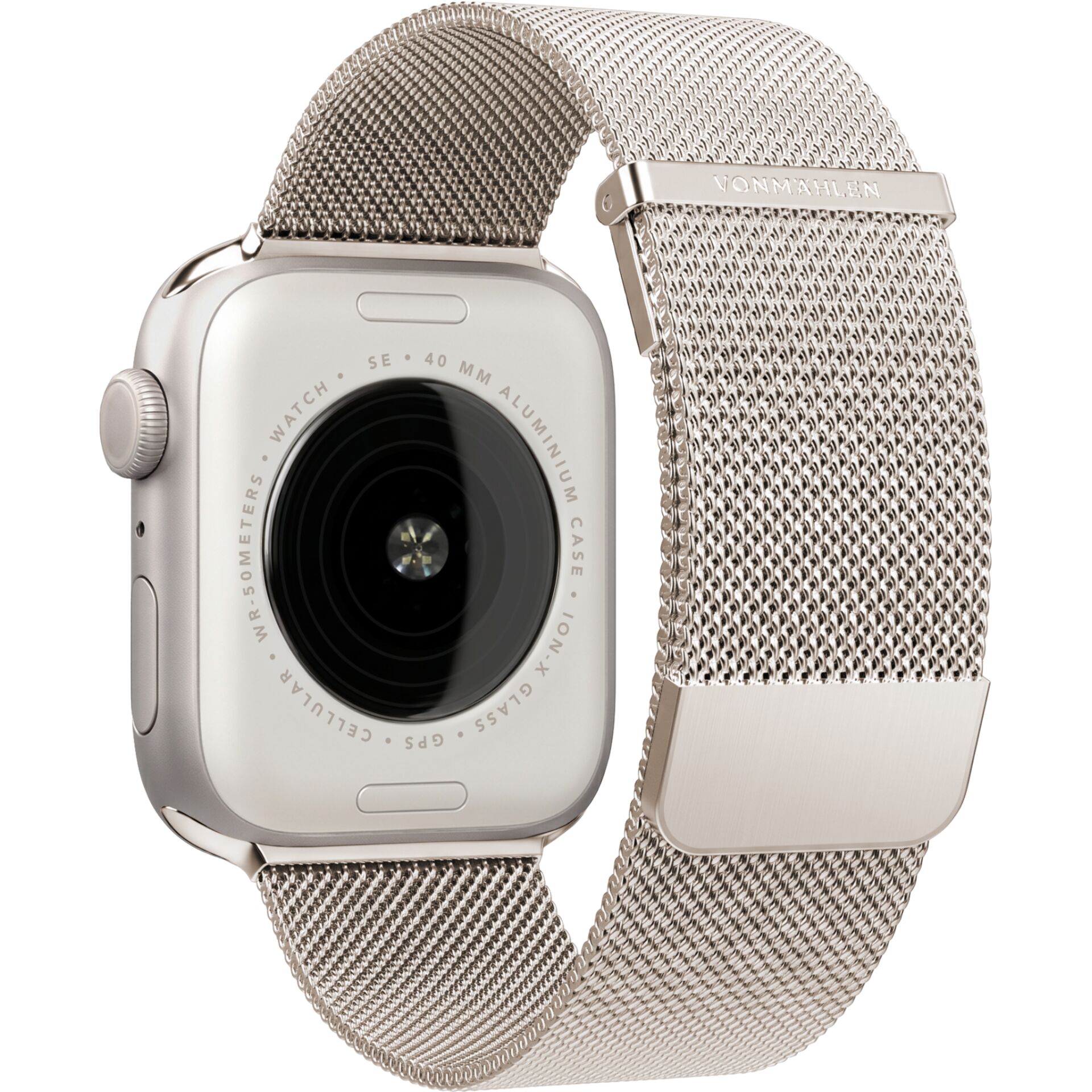 Smartwatch, Edelstahlarmband, Metallgeflecht, Silberfarben, Aluminiumgehäuse