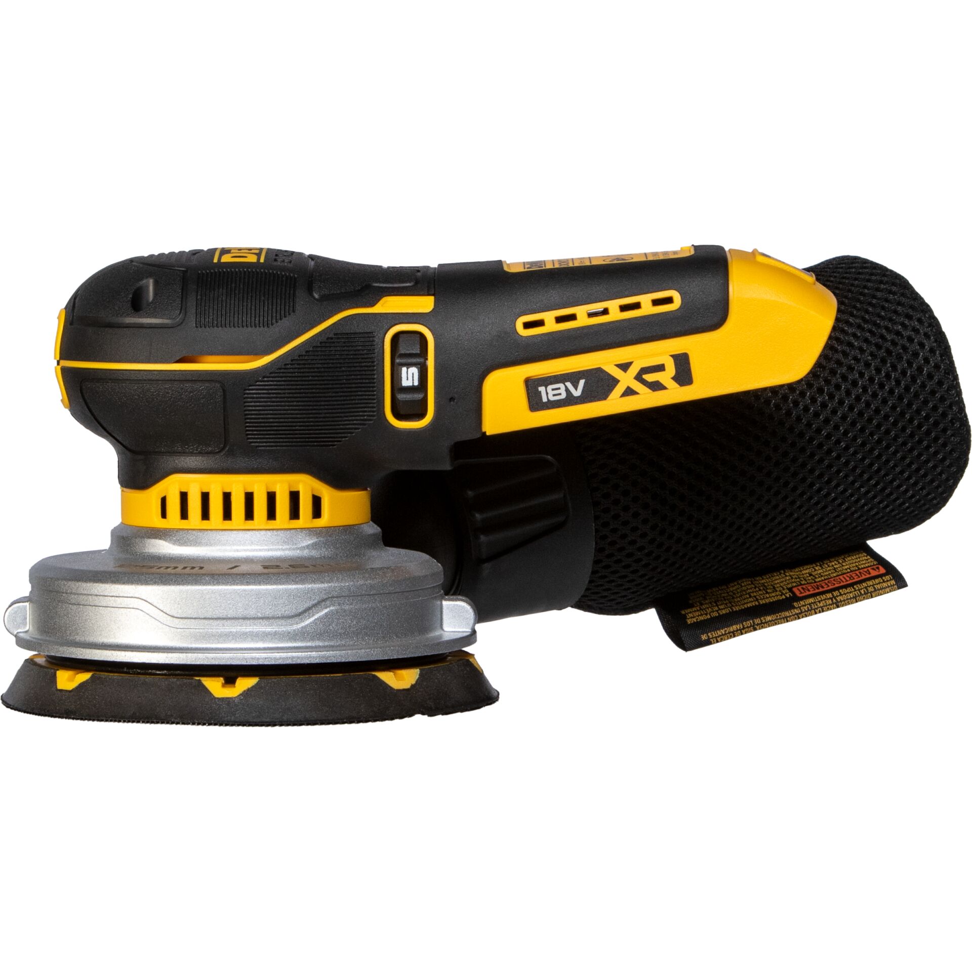 Exzenterschleifer, Akku-Schleifer, 18-Volt, Staubfangbeutel, Schwarz-gelb