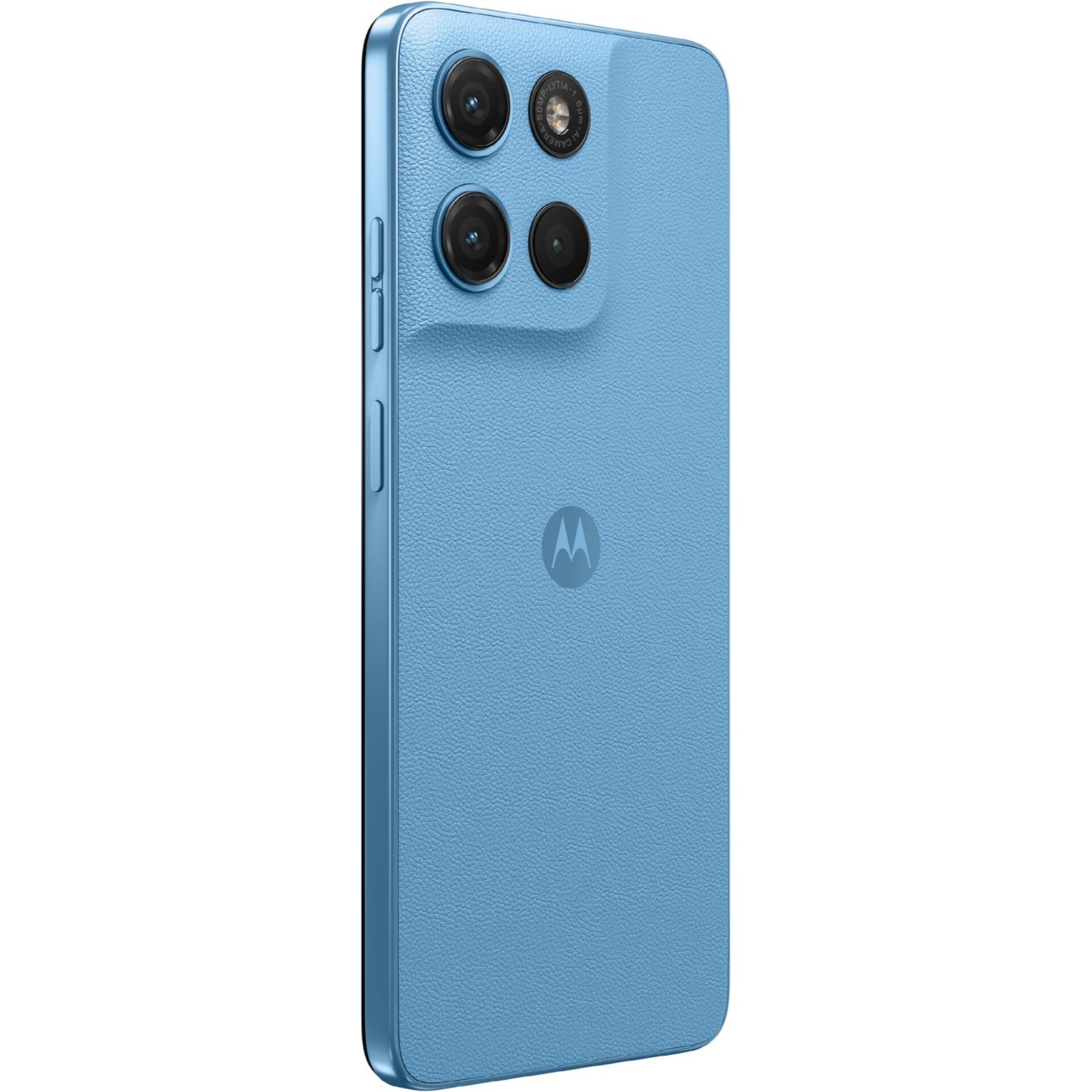 Smartphone, Triple camera, Blue, Ledertextur, Motorola Logo