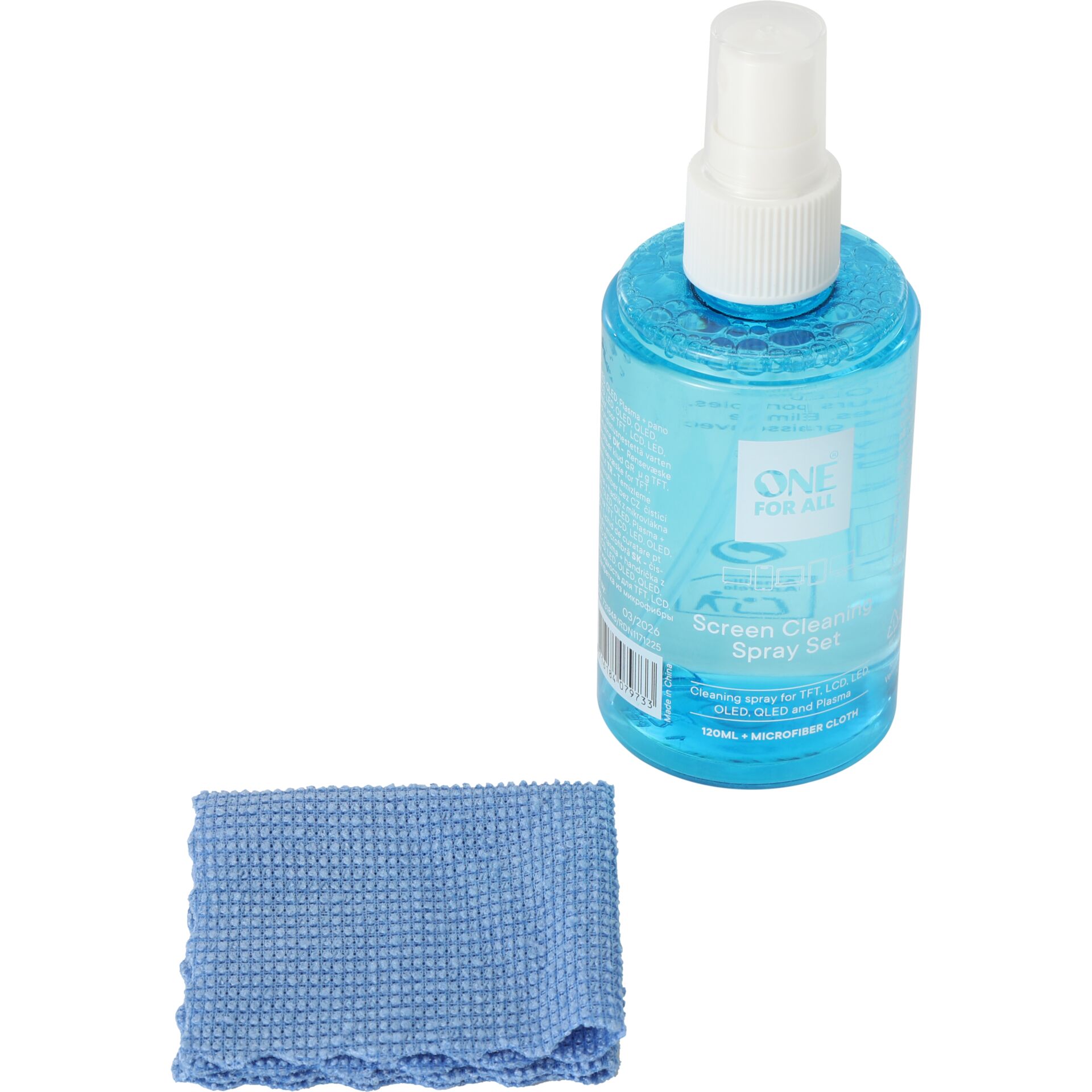 Reinigungsset, Bildschirmreiniger, Spray, Mikrofaser, Blau