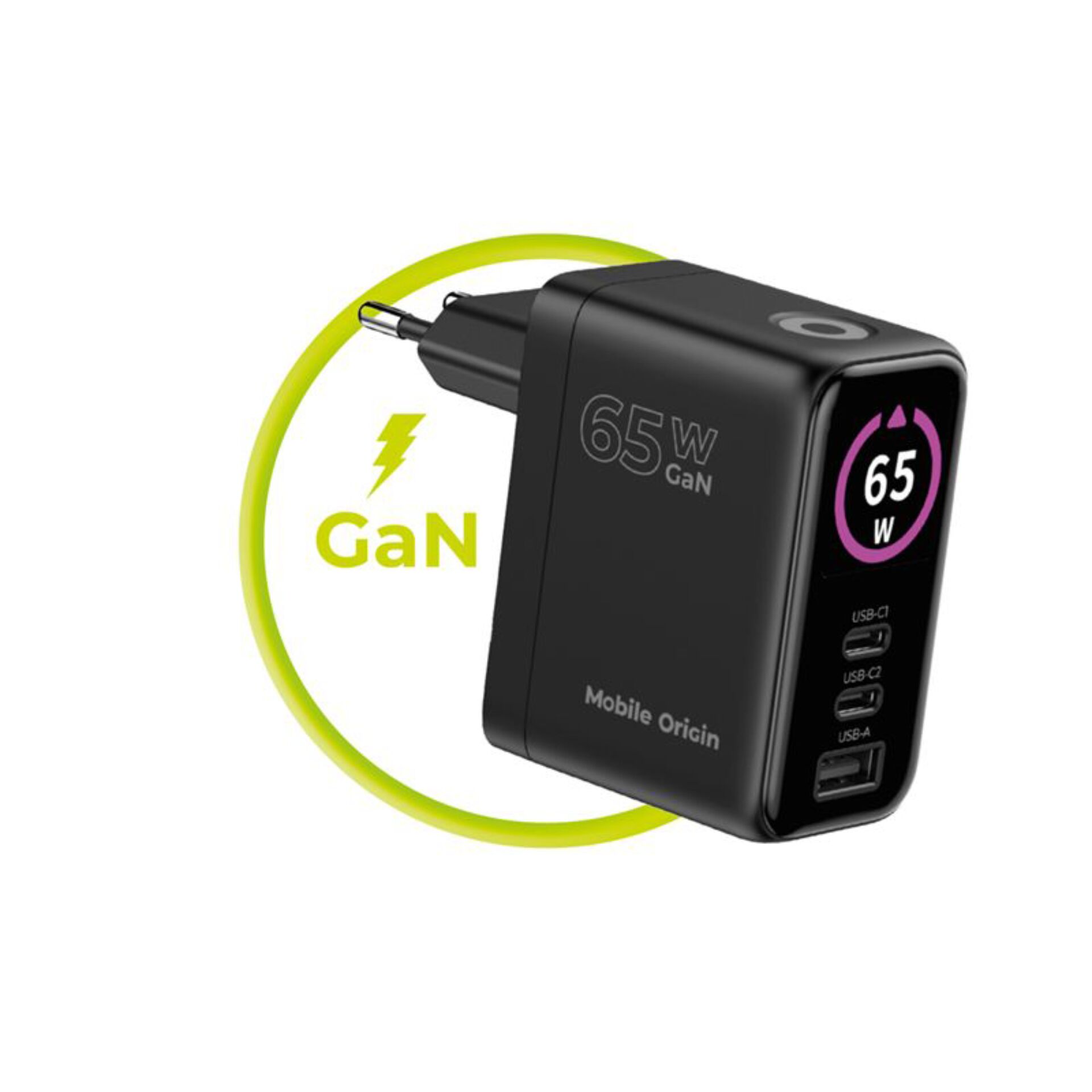Ladegerät, 65W, GaN, USB-C, Adapter